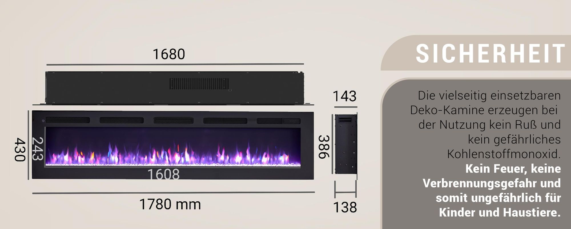 Elektrokamin BALDERIA Leif 70 - 2in1 - schwarz
