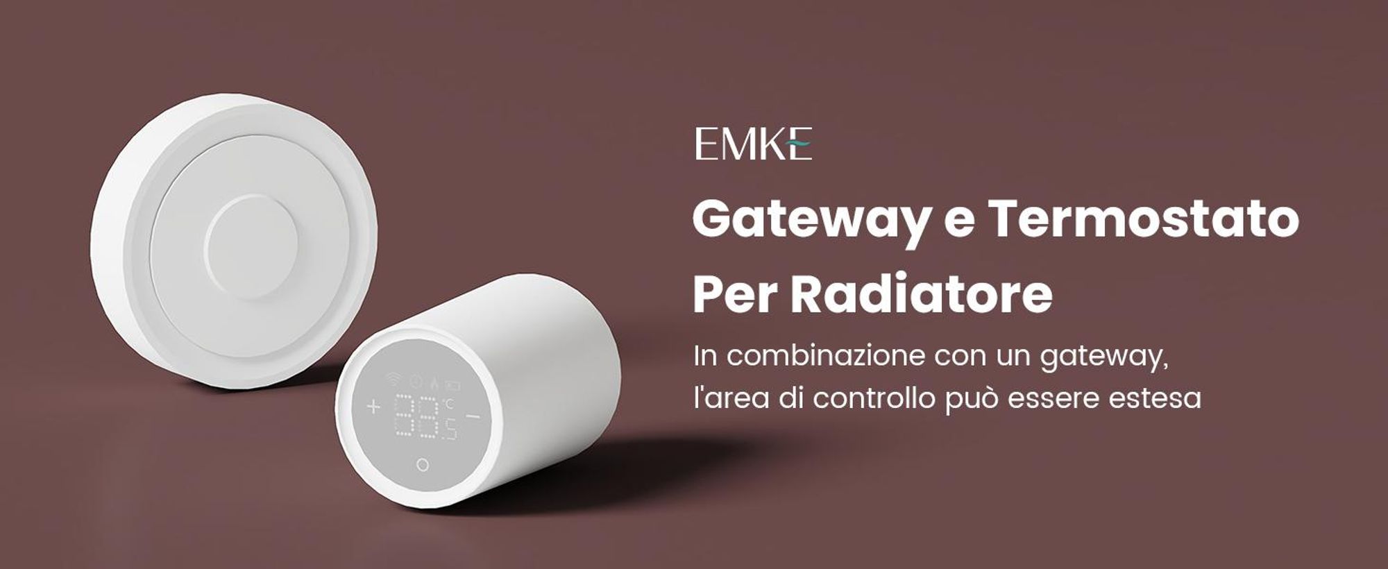 Termostato per radiatori EMKE Intelligent con Smart Gateway – Alloggiamento in ABS bianco Telecomando Rilevamento finestra aperta e sicurezza bambini