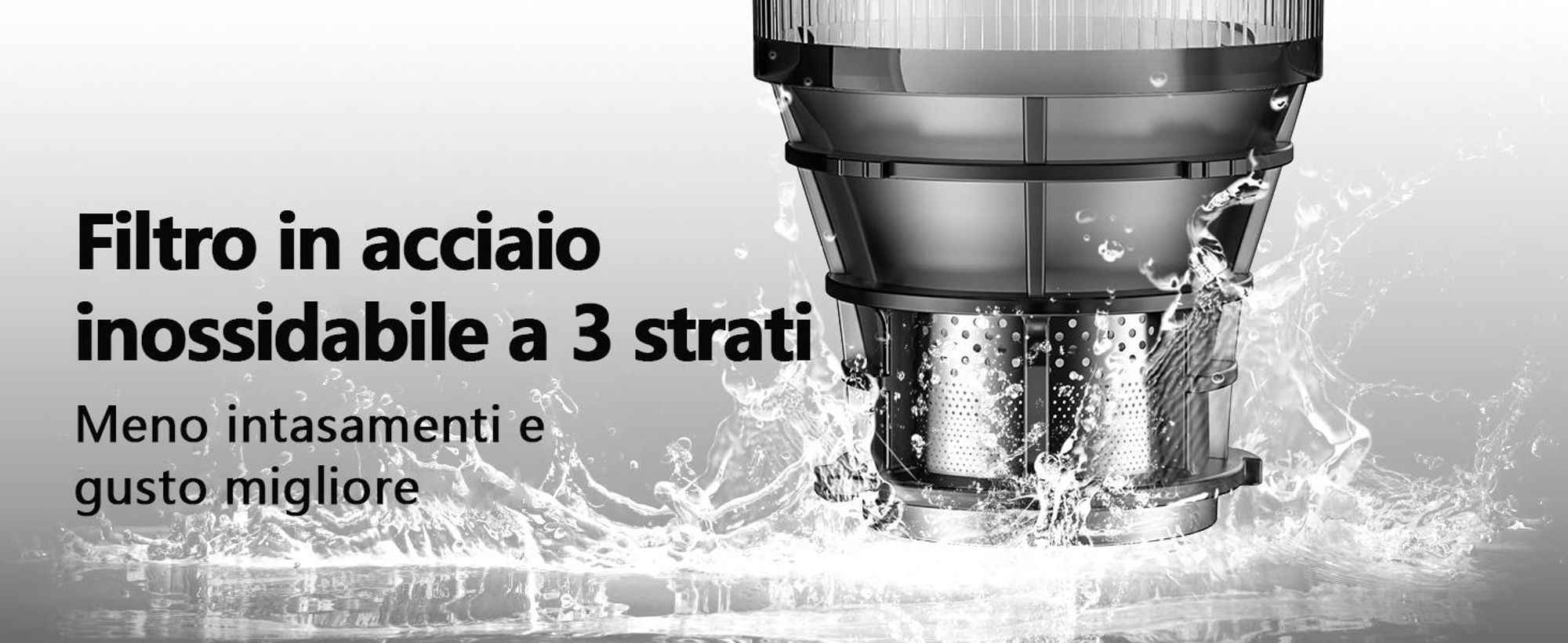 Estrattore di succo lento LINKChef SJ-052-EU-BL, adatto per frutta e verdura, dotato di triplo sistema di filtrazione, facile da pulire - Nero