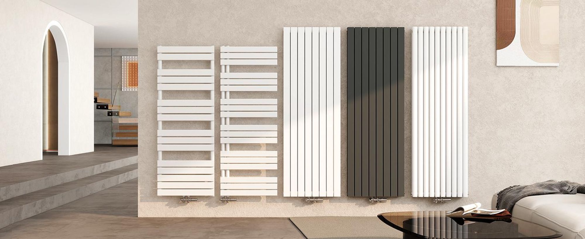 AICA Design Röhren Heizkörper Paneelheizkörper Vertikal Mittelanschluss Doppellagig 1800x472mm Weiß