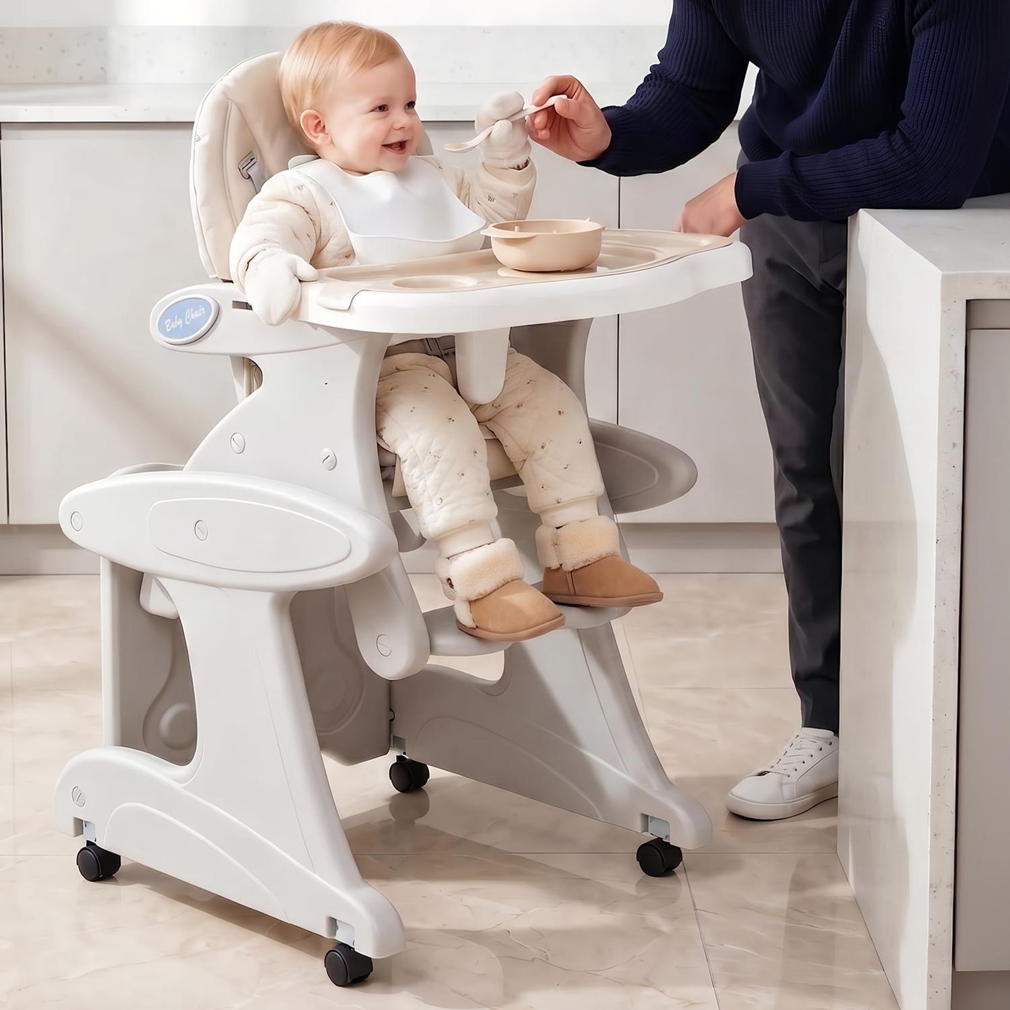 OYAJIA Kinderstuhl 3 in 1 Babystuhl Kinderstuhl Stuhl mit Spieltisch  Kinderhochstuhl wandelbar zu Lerntisch mit Kinderstuhl, einstellbaarer Winkel