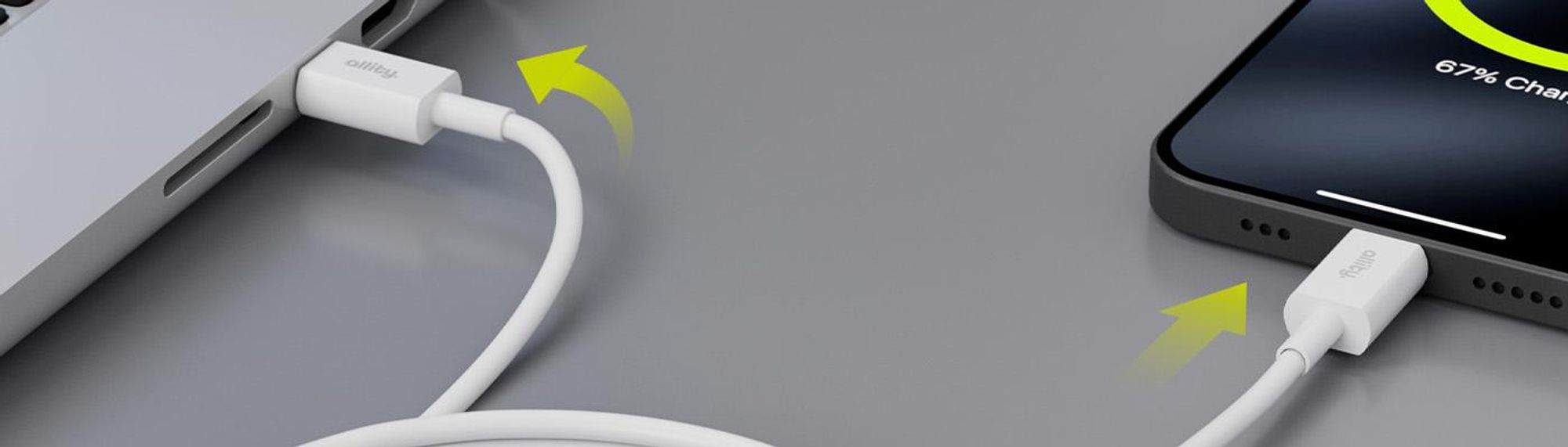 Allity USB-C zu USB-C Kabel, 1m, 100W, weiß, zum Laden von Laptops