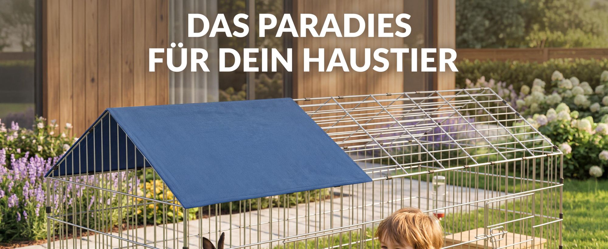 CADOCA® Freilaufgehege 180x75x75cm Sonnenschutz Auslauf Garten Kaninchenstall Hasenstall Kleintierauslauf Dachstoff Schwarz