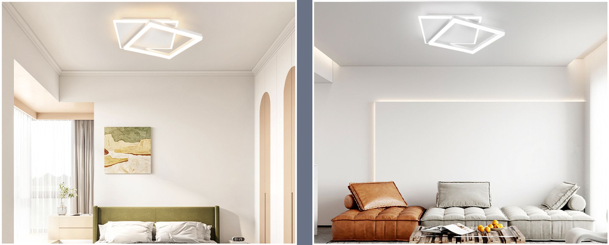 ZMH LED Deckenleuchte Weiß Wohnzimmer Dimmbar mit Fernbedienung Deckenlampe  44W   Quadratisch Metall für Schlafzimmer Büro Küche Esszimmer
