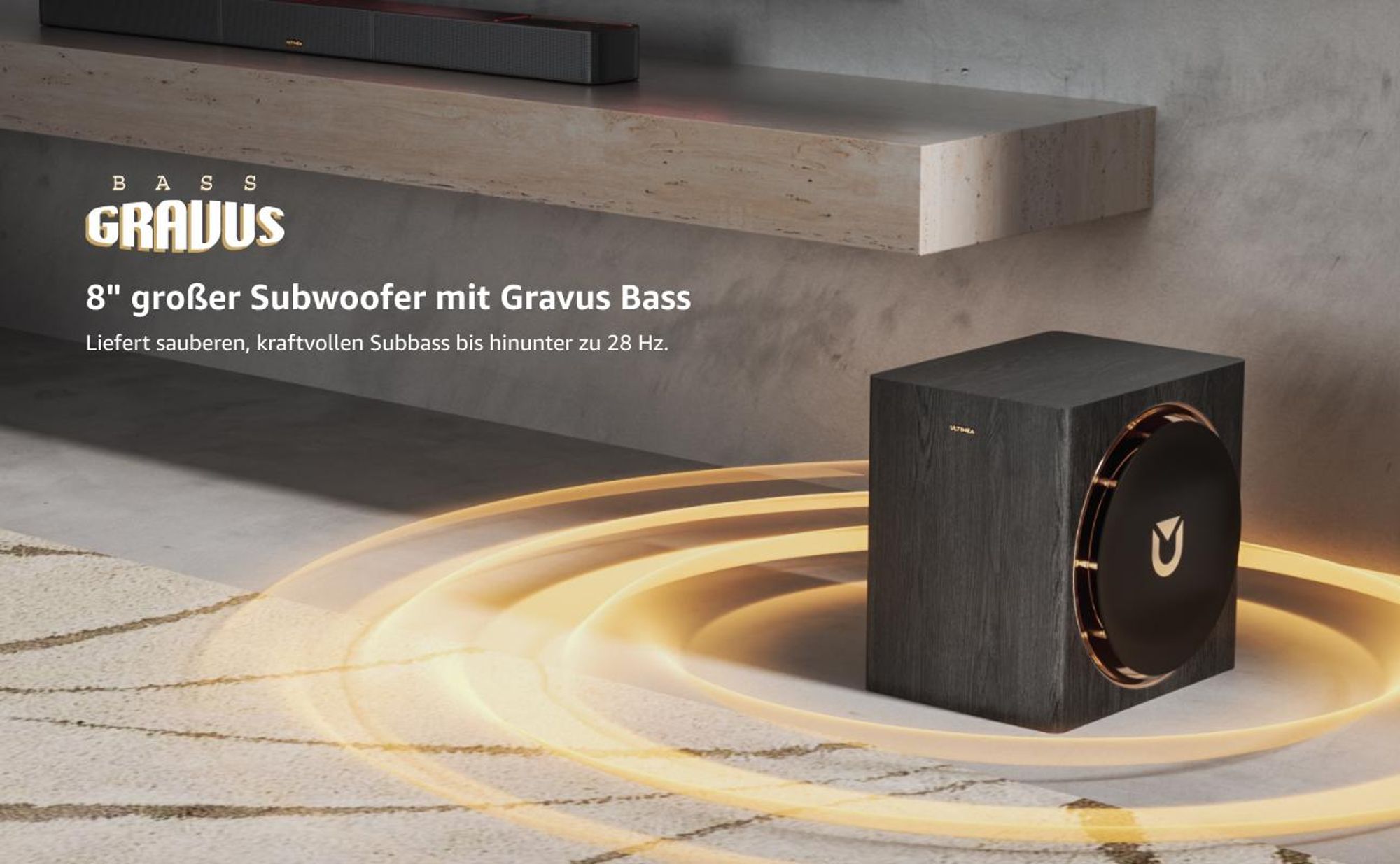 ULTIMEA Skywave Series 7.1.4ch Professionelles Kabelloses Surround Sound System für mit Dolby Atmos, kabellosem Subwoofer, 840W