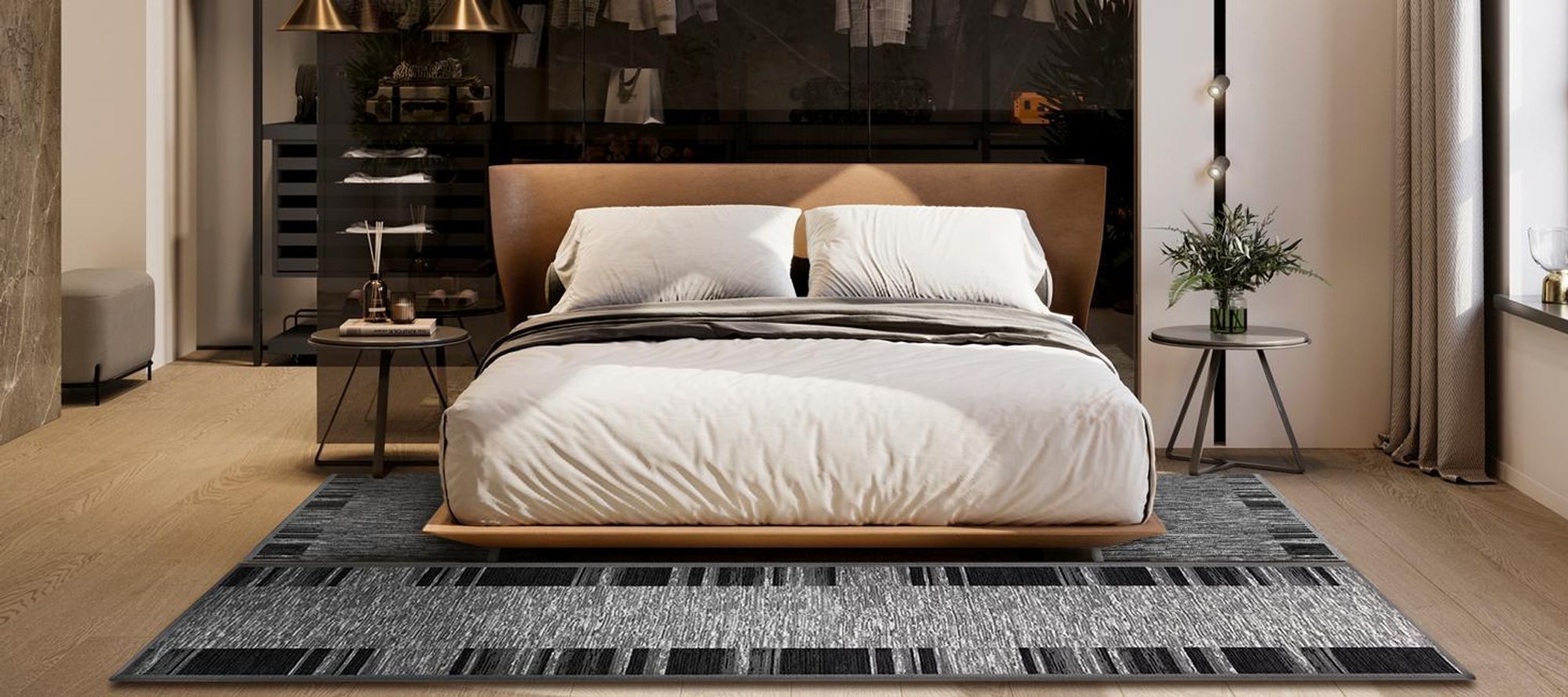 Floordirekt Teppich Läufer Navona, Feinschlingen Teppichläufer mit rutschfestem Gelrücken, für Flur, Küche & Wohnraum, robust - Grau, 80x200 cm