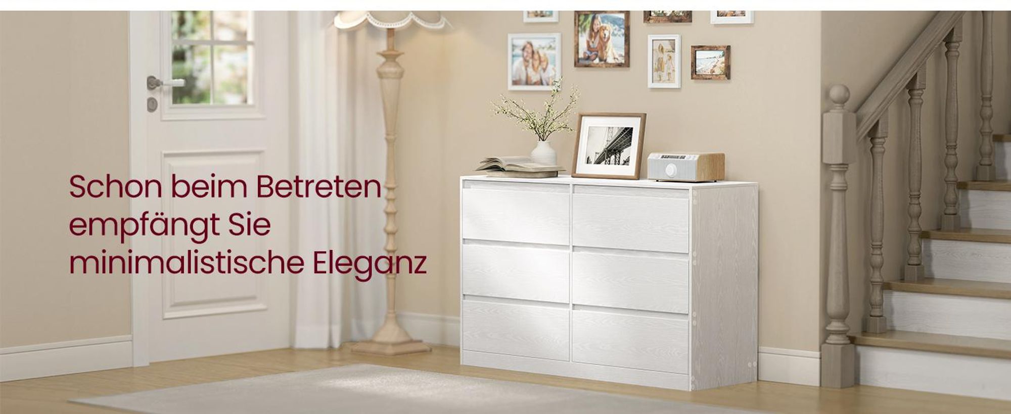 VASAGLE Kailyn Kollektion - Kommode mit 6 Schubladen, Aufbewahrungsschrank