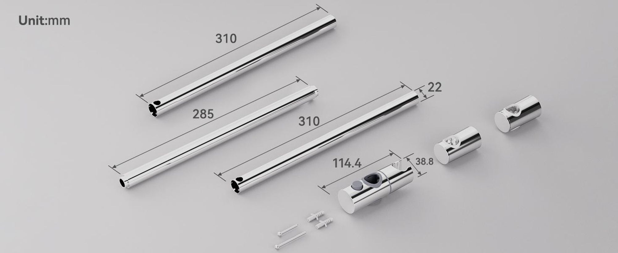 Auralum Duschstange,90 cm Verstellbar,Universelle Duschstange Duschstange  Runde Wandhalterung,Chrom