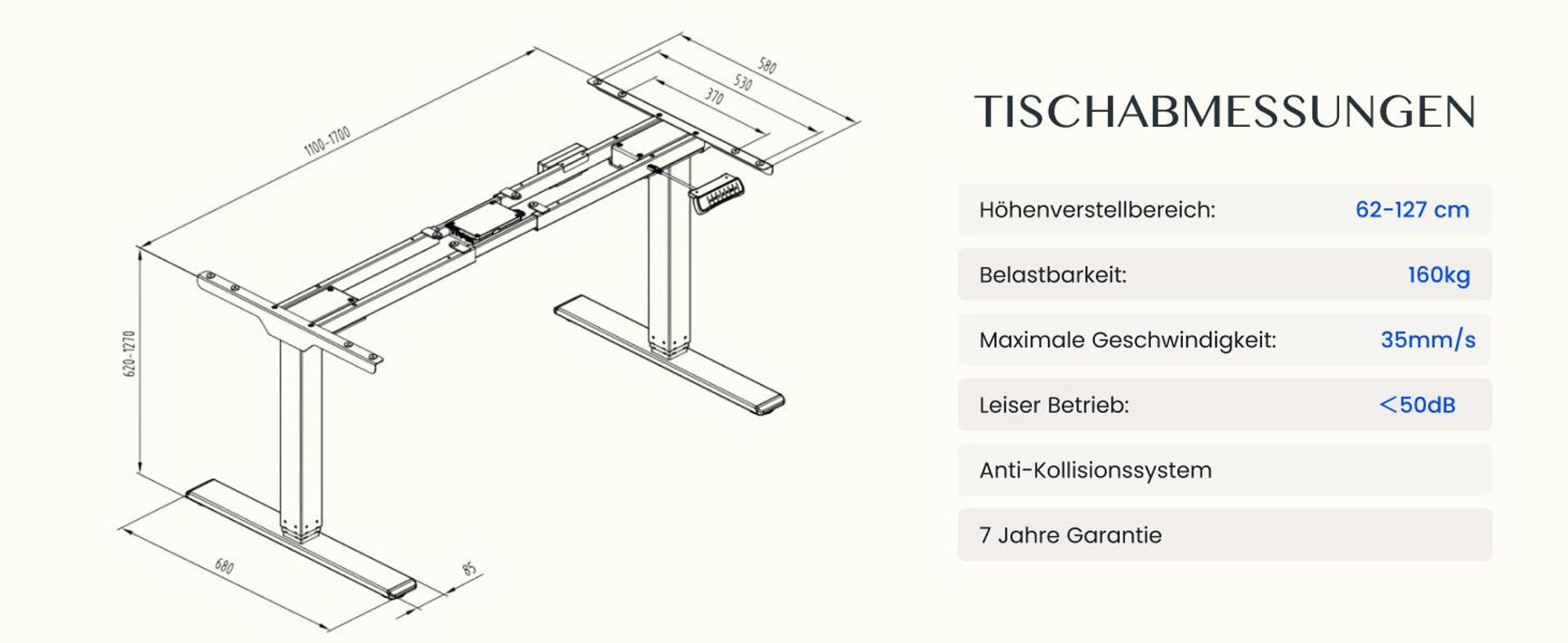 FLEXISPOT EC5 Pro höhenverstellbares Schreibtischgestell elektrisch mit 2 Motoren 160kg Tragkraft 3-fach-Teleskop Speicher- und Timer-Funktion Grau