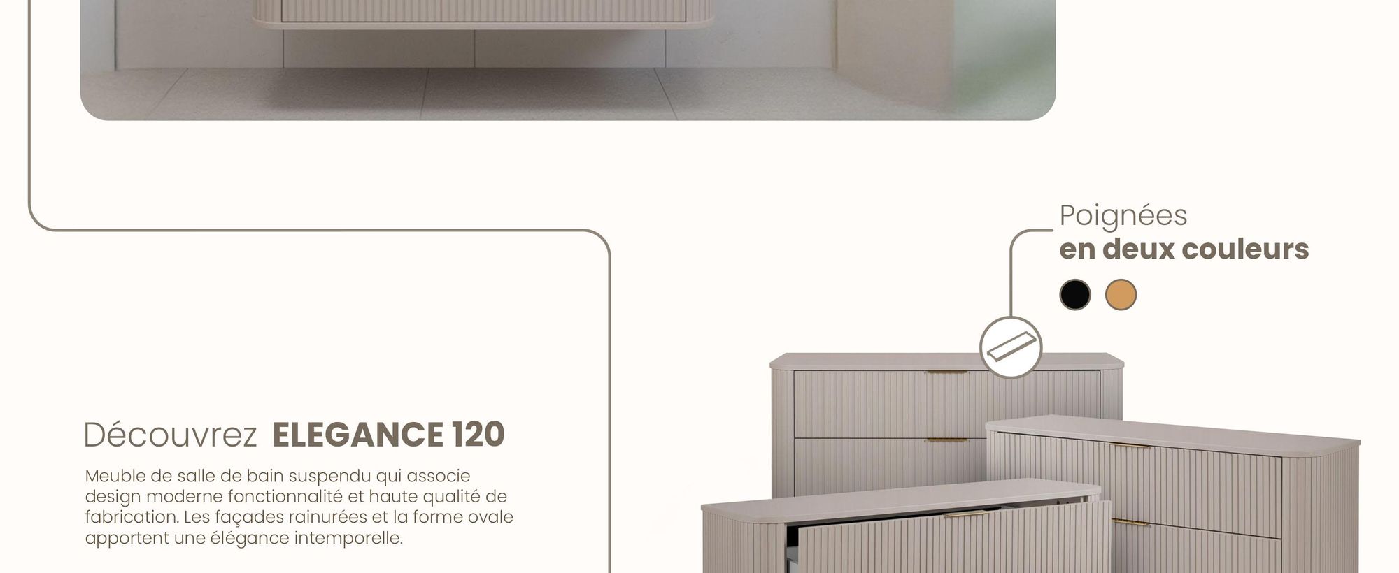Armoire salle bain 120 cm Beige Mat Bois