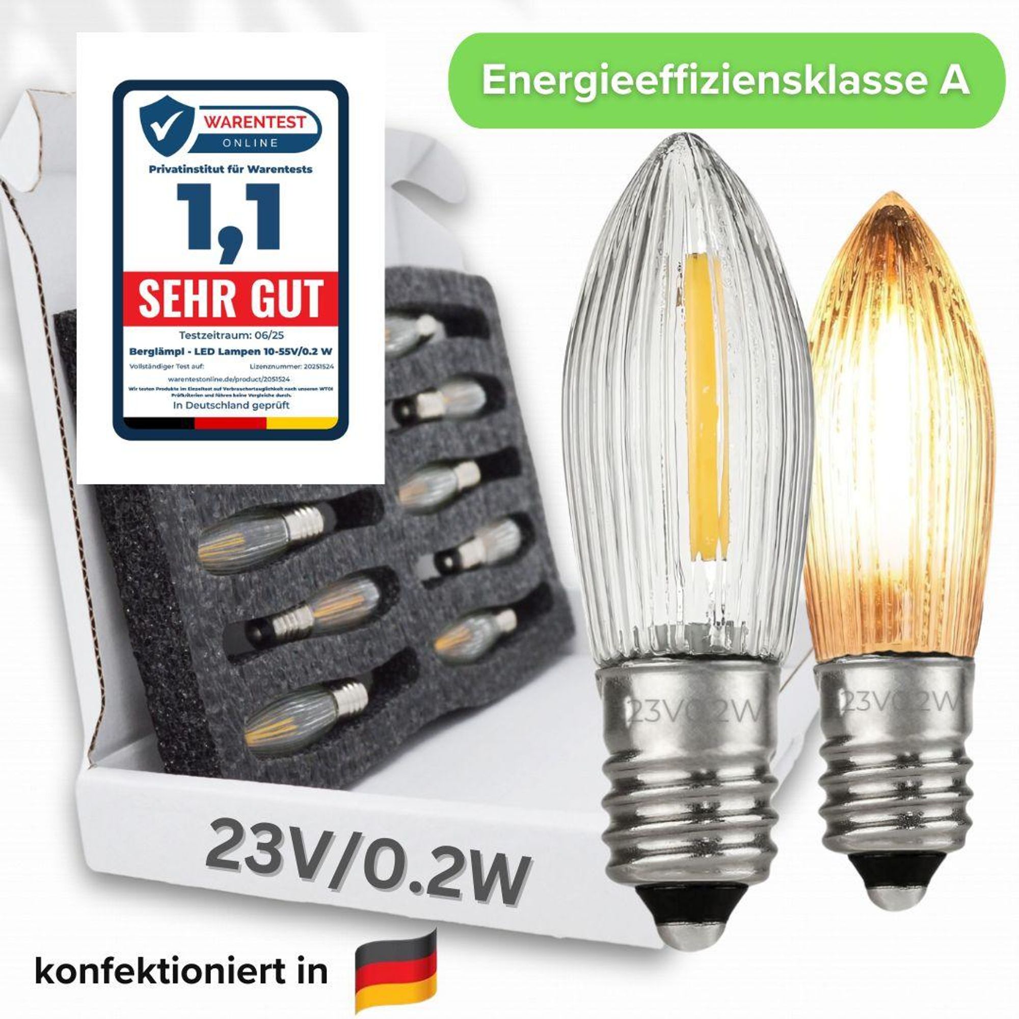 10x LED Filament 23V/0,2W E10 Ersatz-Lämpchen statt 3W für 10 Brennstellen 2100 Kelvin warmleuchtend