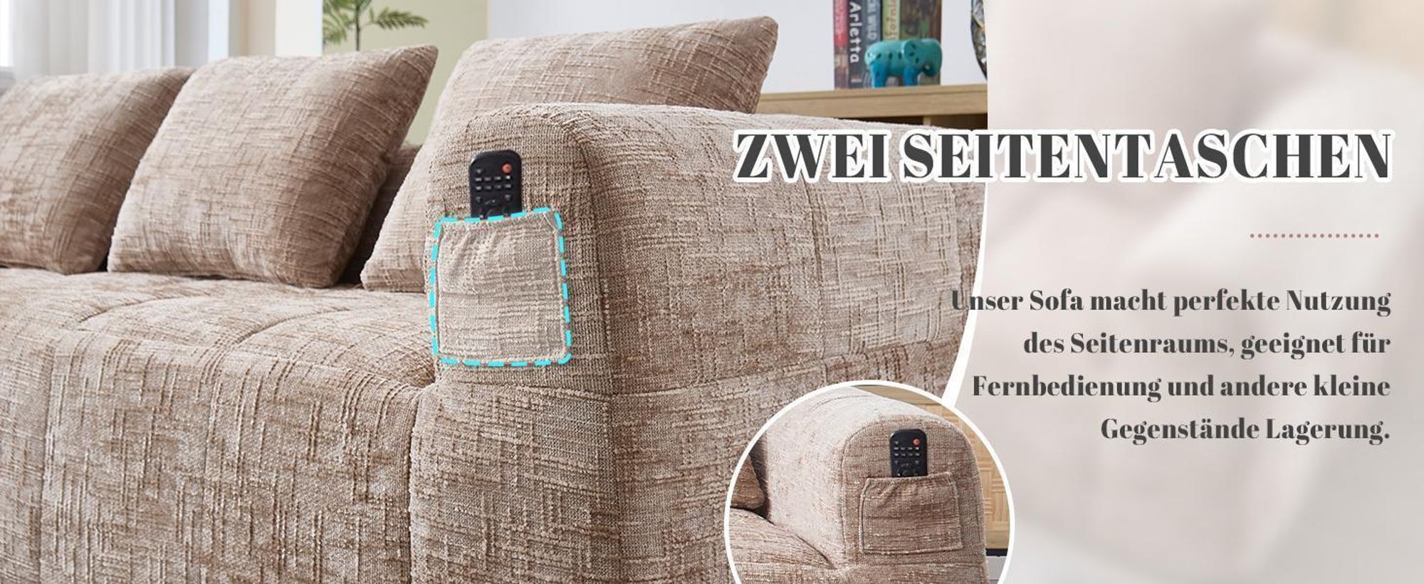 LVHOM Ecksofa mit Schlaffunktion L-Form, Schlafsofa mit Seitentaschen, 3-Sitzer, Wohnzimmersofa, Couch, Bettsofa, Polsterecke Couchgarnitur, Schwarz
