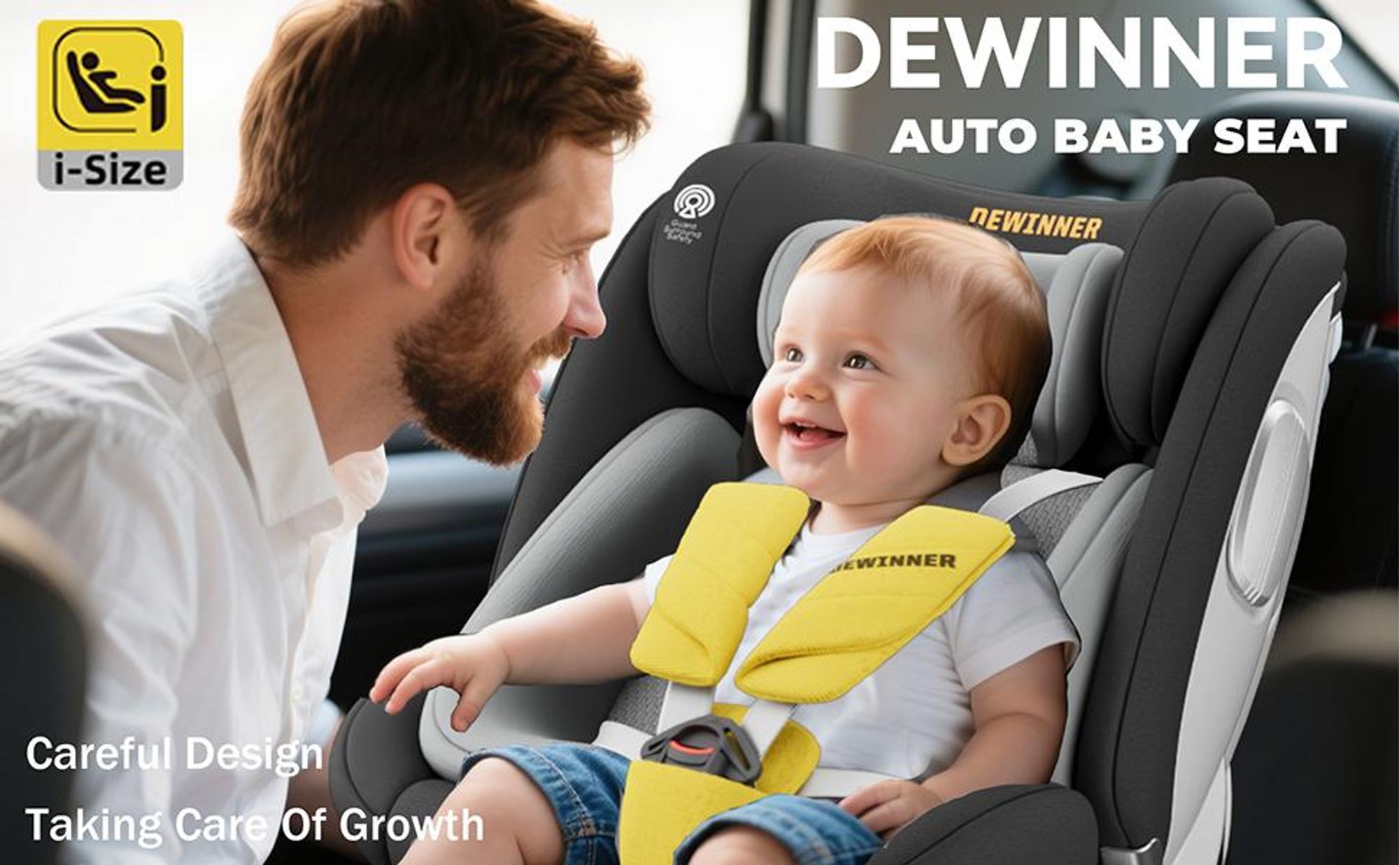 DEWINNER Kindersitz 360°Drehbar, Kinderautositz I-Size, Gruppe 0+/1/2/3 für Autos mit ISOFIX, Reboarder ab Geburt -12 Jahre (40-150 cm), 0-36 kg