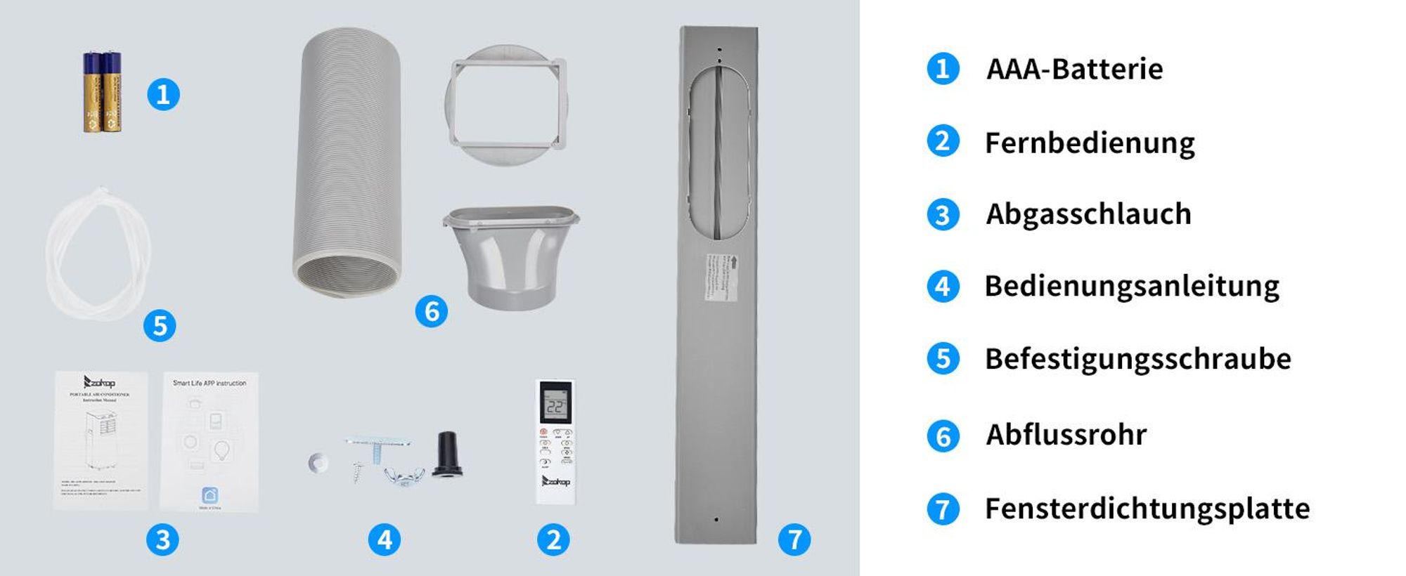FCH Luftkühler Mobiles Klimagerät 10000 BTU/h, mit Abluftschlauch mit WIFI