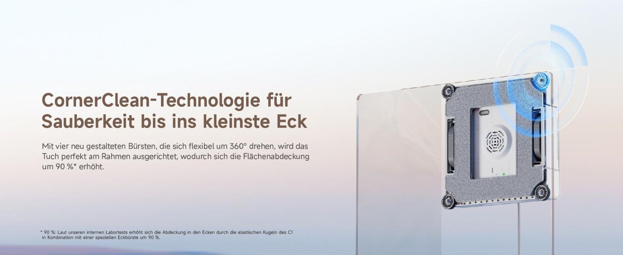 Dreame C1 Fensterputzroboter,5500Pa Saugkraft,Stabil und sicher,Nass- und Trockenreinigung,Dual-Spray,CornerClean,Intelligente Navigation,3h Laufzeit