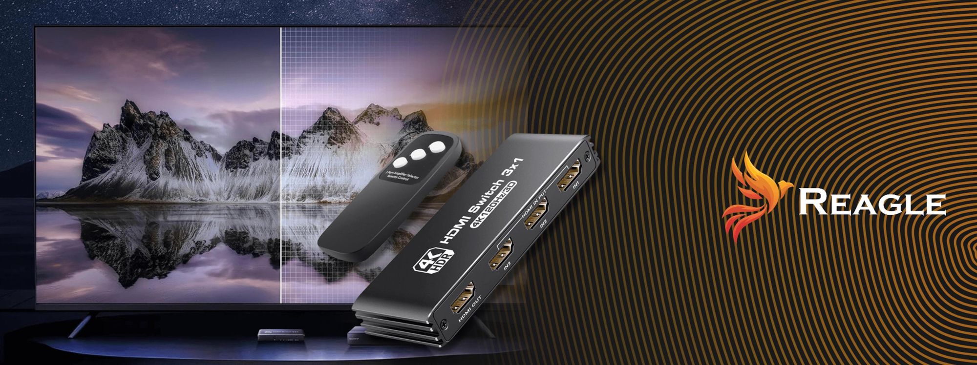 HDMI 2.1 SWITCH 3x1 SPLITTER 1x3 Splitter Schalter 4K/120Hz HDR HDCP REAGLE
