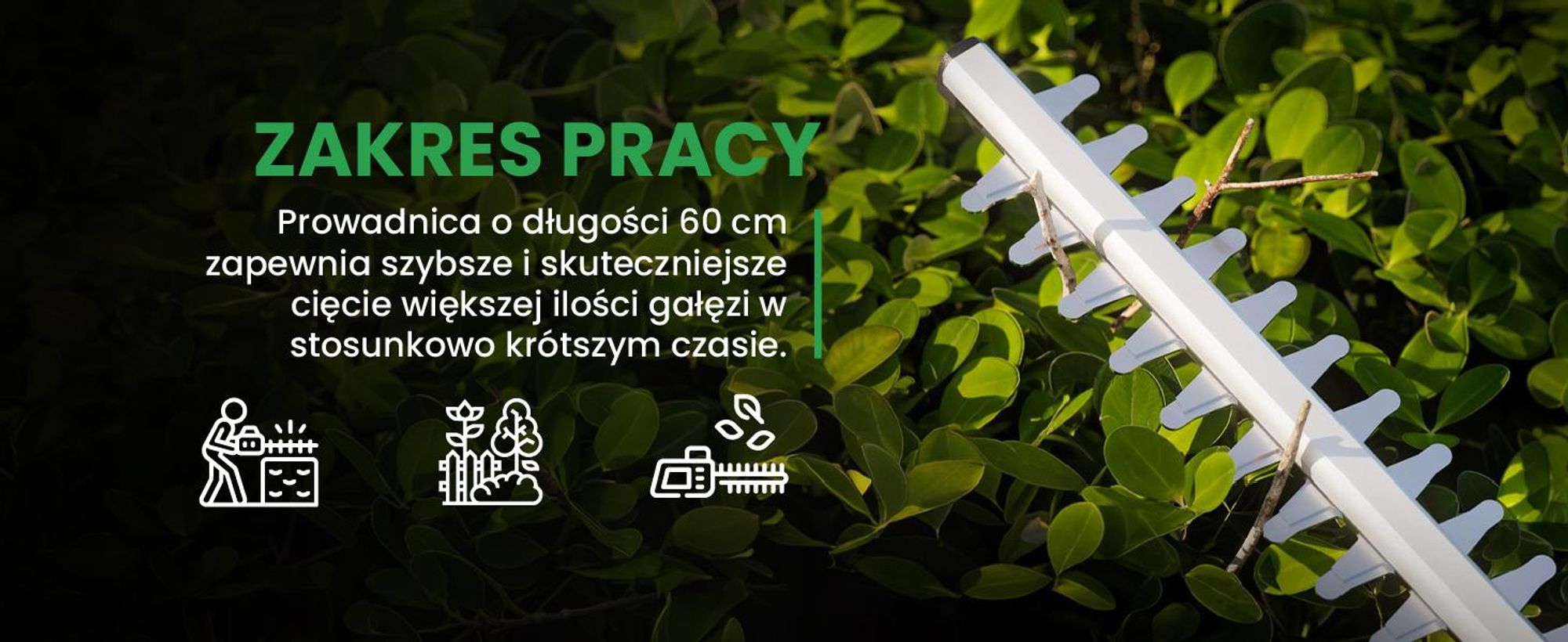 Elektryczne nożyce do żywopłotu o długości 61 cm i ochroną dłoni