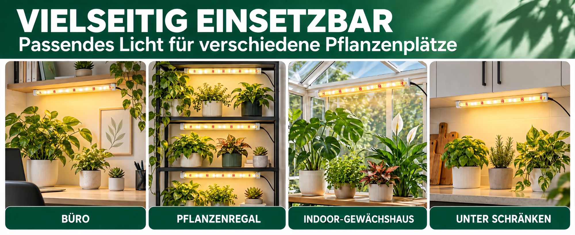 2x 50CM LED Pflanzenlampe Magnetische Vollspektrum,Dimmbar Pflanzenlicht mit Timer,360LEDs,Rot,3000K,5000K,Wachstumslampe Gewächshaus Grow Lampe
