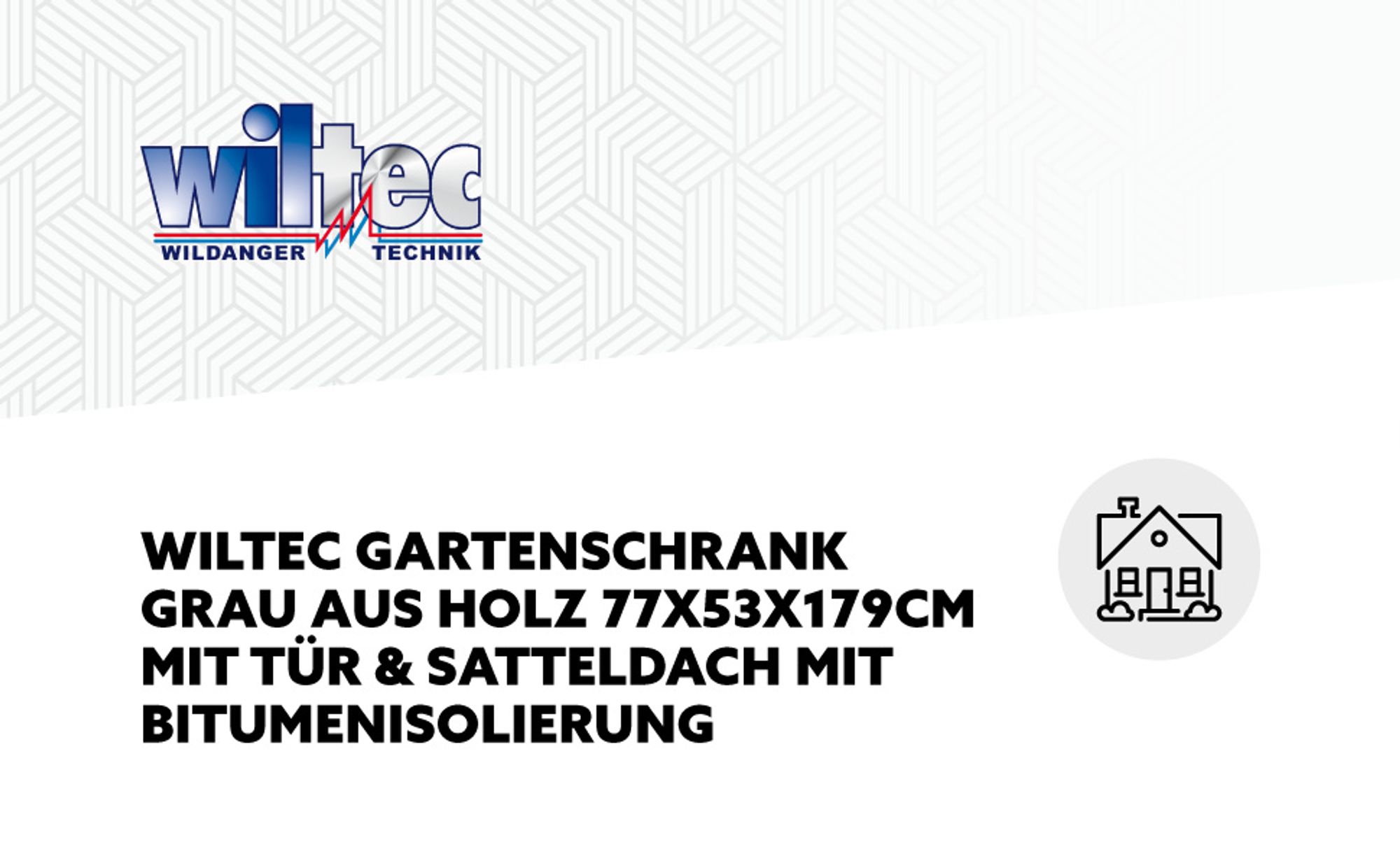Wiltec Gartenschrank aus Holz grau 77x53x179cm mit Tür, Satteldach und Bitumenisolierung Gerätehaus Werkzeughaus Geräteschrank Werkzeugschrank Geräteschuppen