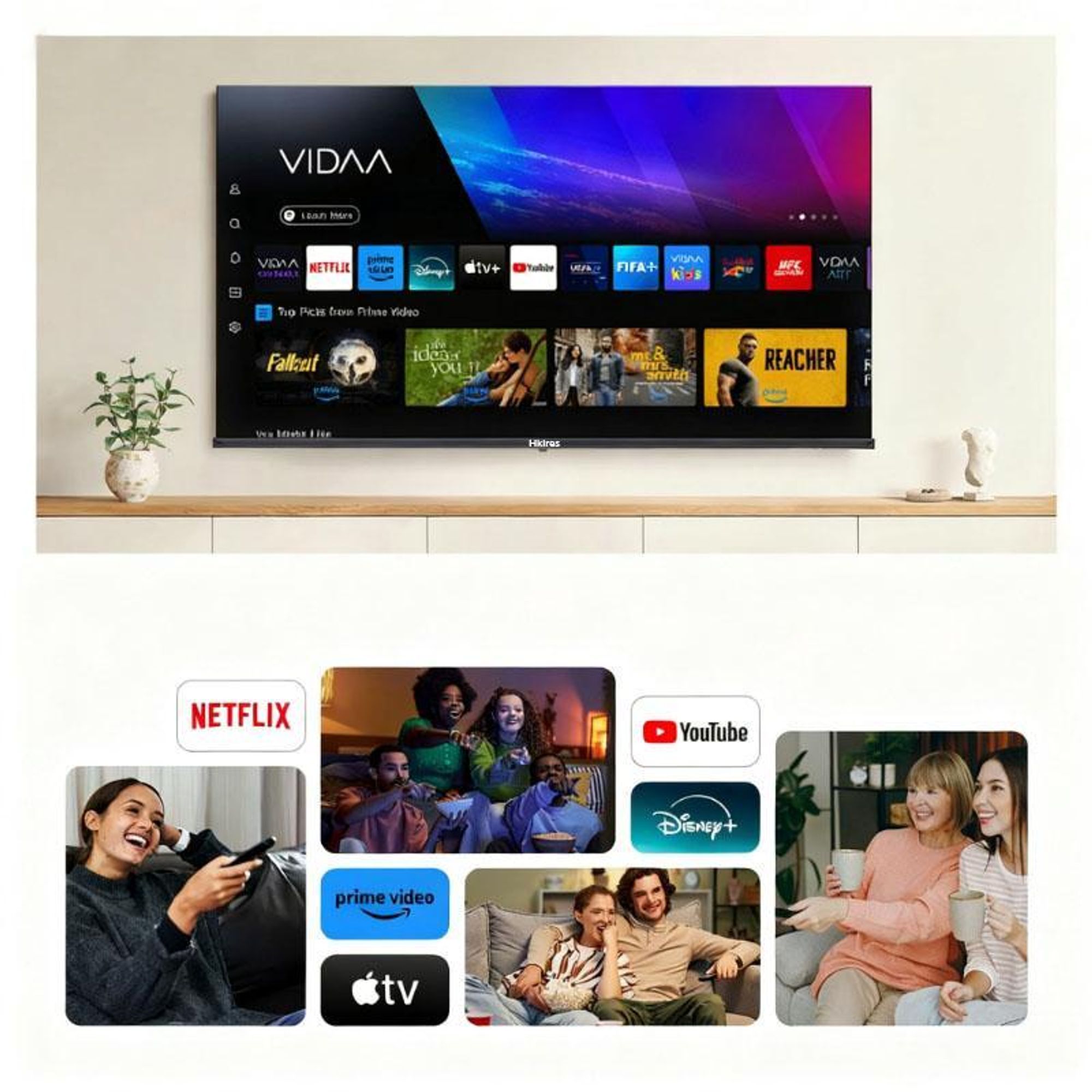 Hikers 43Z1 Téléviseur Smart TV - Écran 43 pouces Résolution FHD 1920*1080 Soutien Android Qualité Sonore Dolby Atmos - Noir