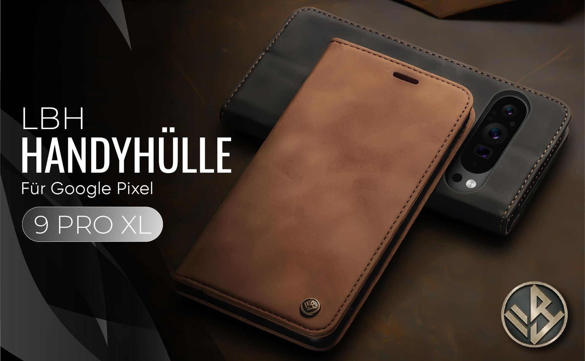 Hochwertige Klapphülle für Google Pixel 9 Pro XL im klassischen Design