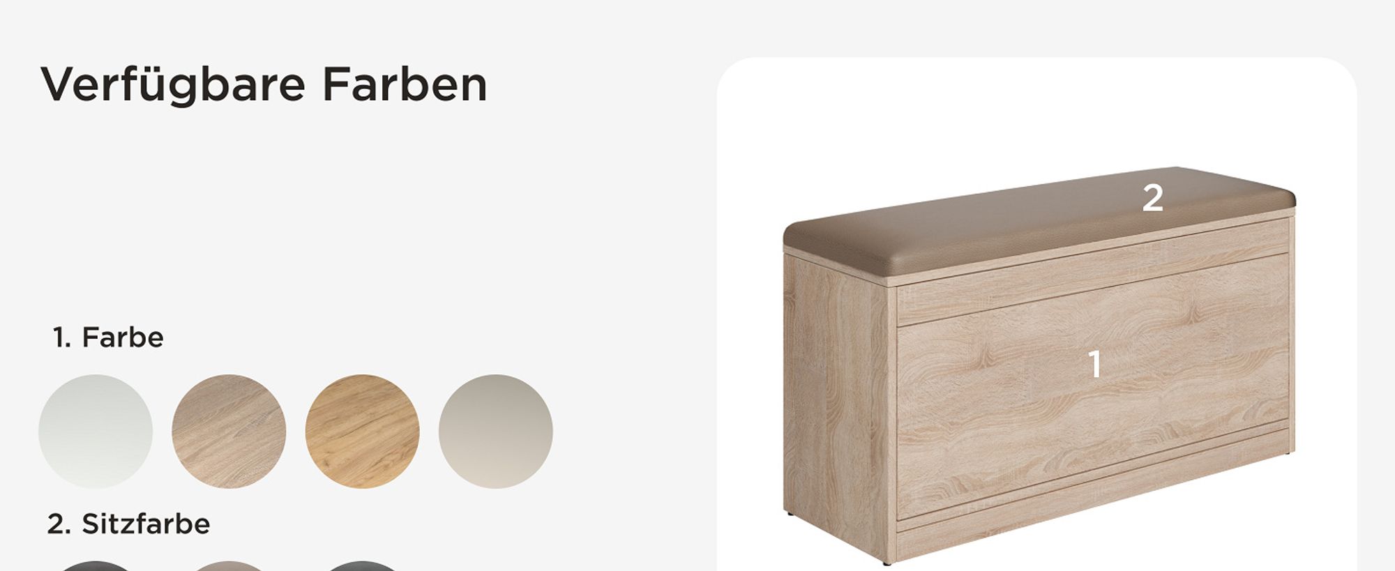 PLATAN ROOM Schuhschrank mit Sitzfläche 100 x 53 x 35 cm Schuhbank KASCHMIR / SCHWARZ aufklappbar Sitzkommode