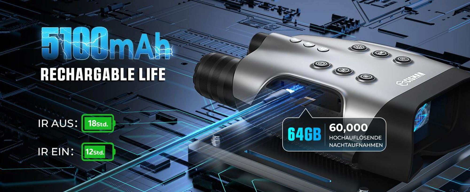 Urządzenie noktowizyjne CIGMAN CNVPRO True 4K, 52 MP, zasięg 1200 m