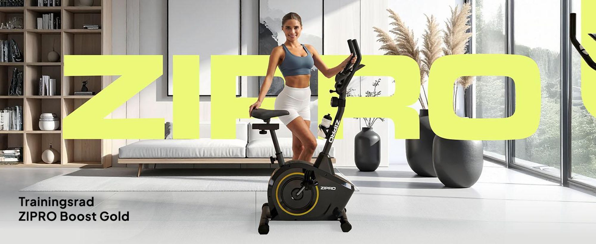 Zipro Heimtrainer Fahrrad Boost Gold – Magnetisches Fitnessbike bis 120kg Belastbar Leiser Hometrainer mit Pulsmessung, Flaschenhalter Handtuchhalter