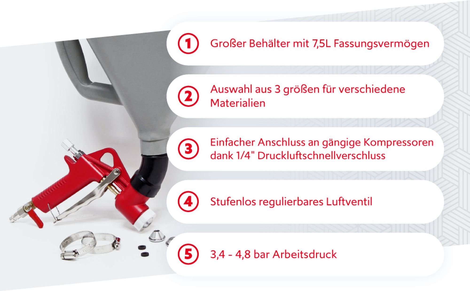 Wiltec Druckluft Weißelspritze Farbspritze Farbsprühpistole Farbsprüher Kalkspritze 7,5L Putzpistole