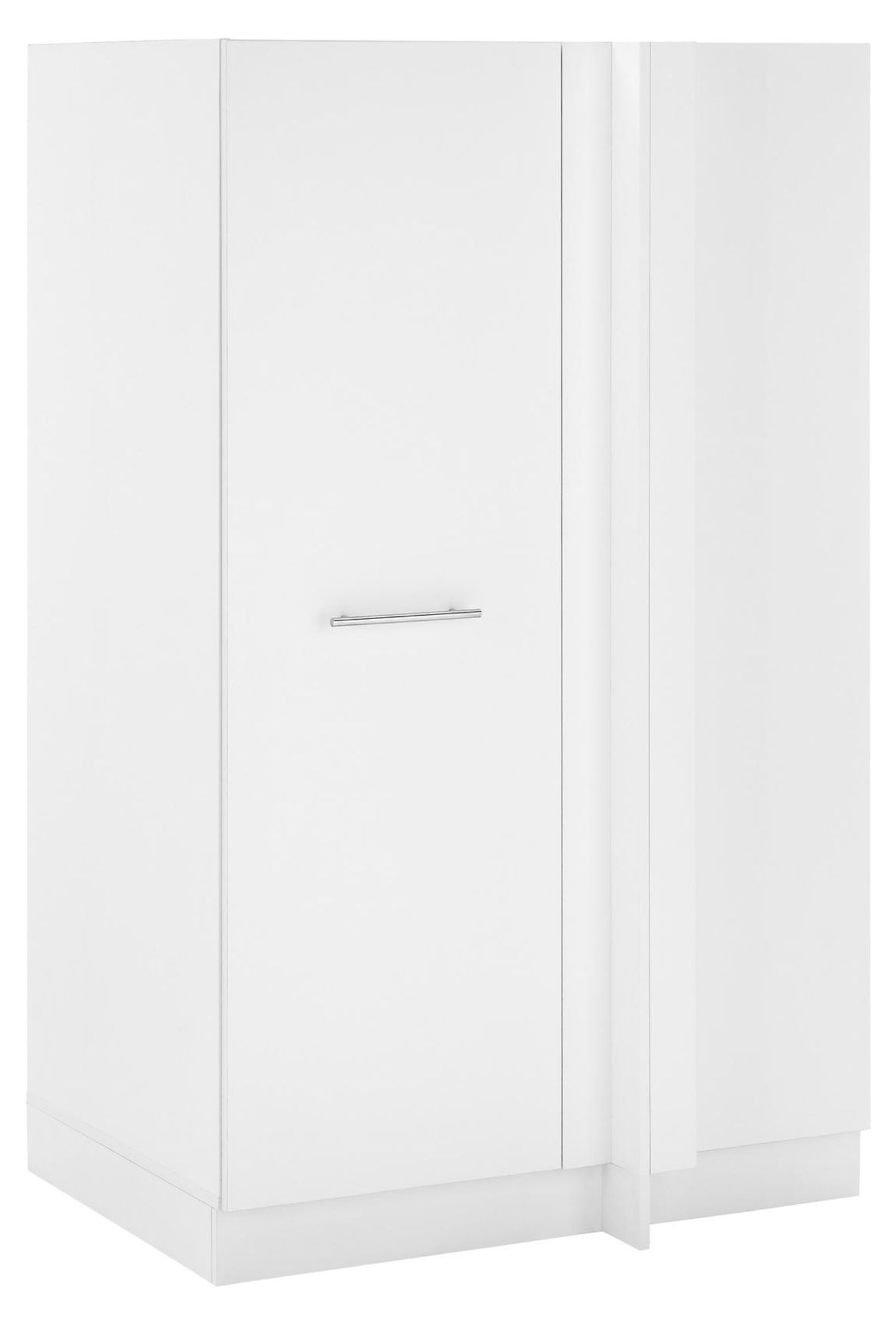 LAUNDREEZY Eckschrank weiß – Eckschrank mit Softclose-Tür & Stauraum für Staubsauger und Bügelbrett