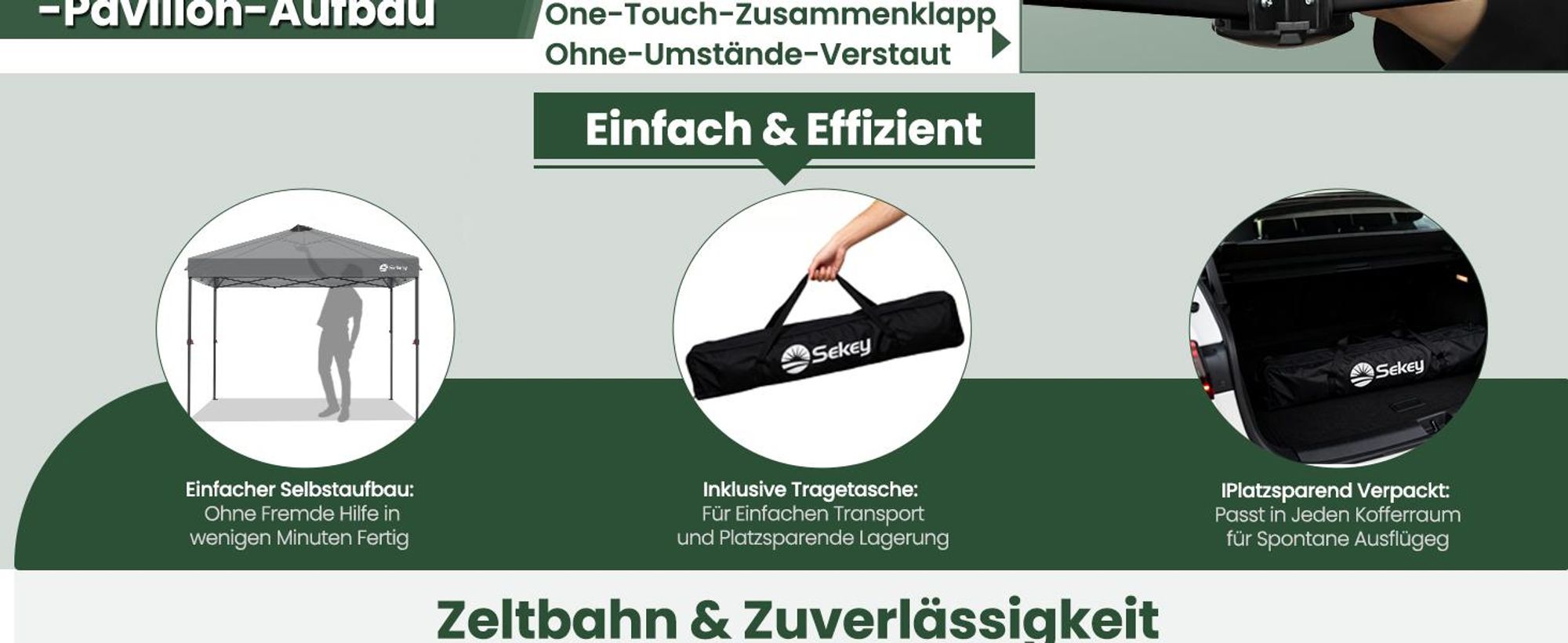 Sekey Faltpavillon 3x3 m Gartenpavillon mit 4 Seitenteilen und Privatsphären Fenster