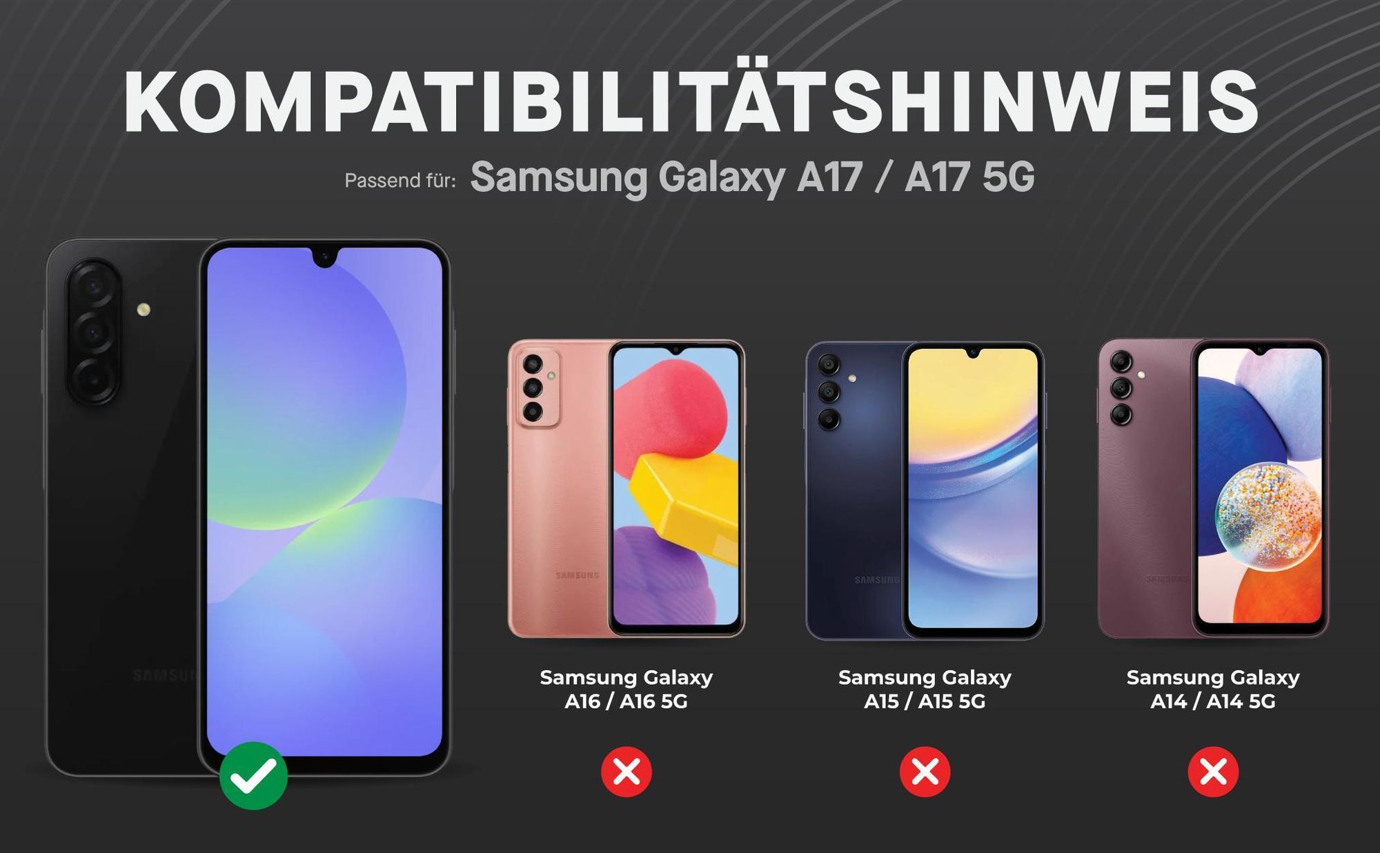 Kompatibilitätshinweise Displayglas für Samsung Galaxy A17