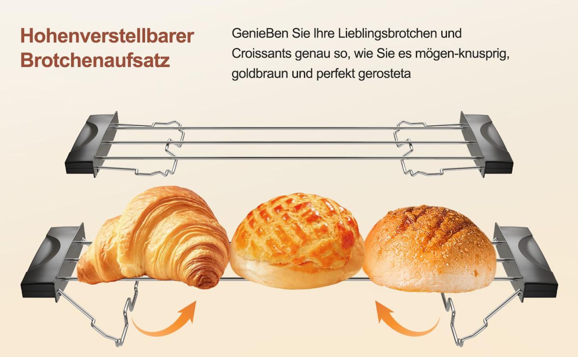 FATABETA Toaster Edelstahl 4 Scheiben, 1400 W Langschlitz mit Touchscreen & LED, 6 Bräunungsstufen, Auftau-/Aufwärmfunktion, Brötchenaufsatz, Silber