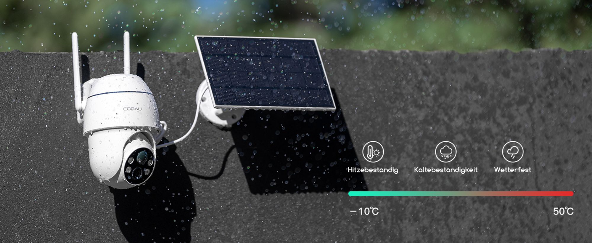 3MP Überwachungskamera Aussen Akku Solar IP Kamera WLAN Outdoor Überwachung mit H.265-Videokomprimierung | 4 Spotlight