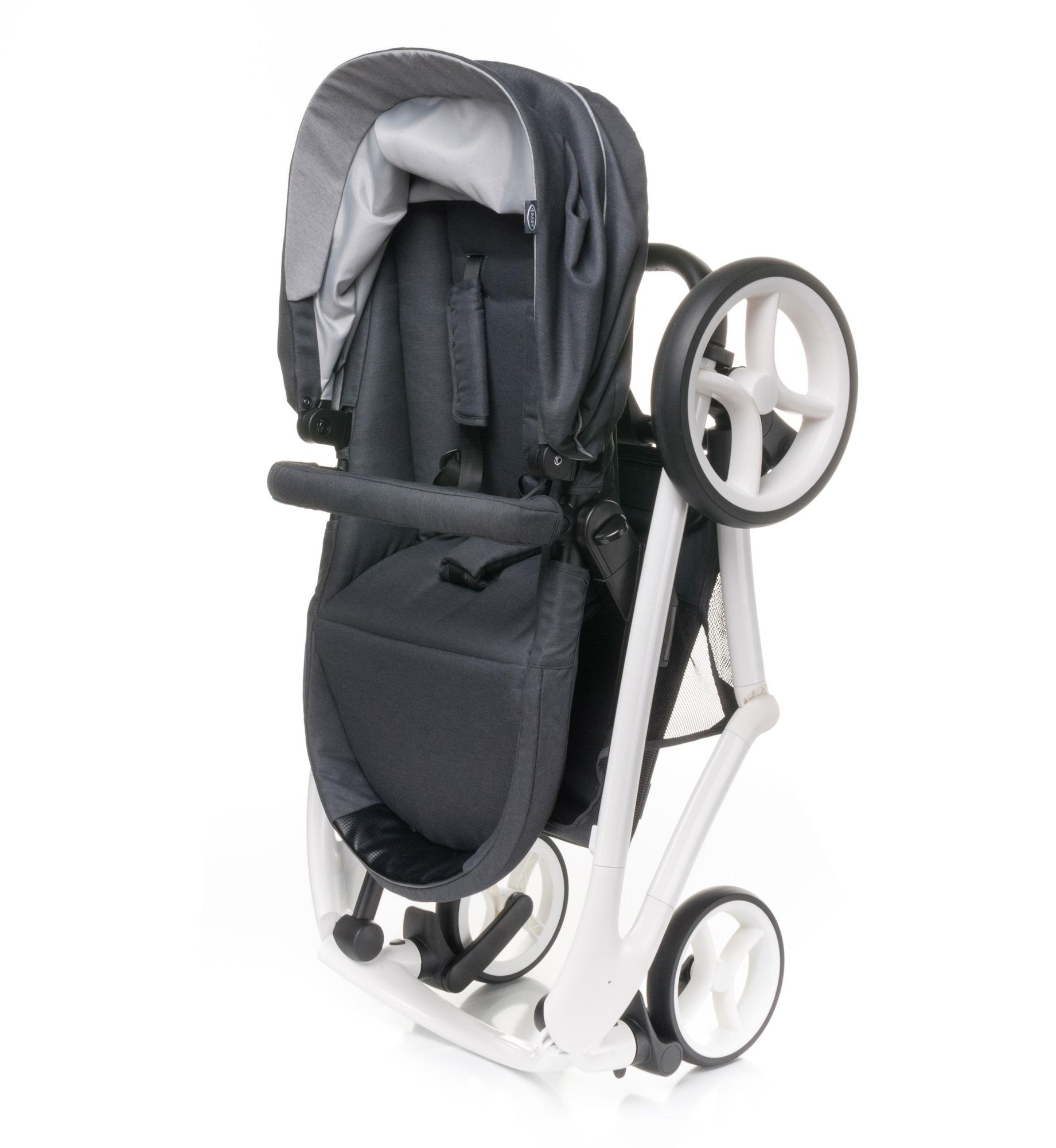 4Baby | Kinderwagen - Kombikinderwagen 2in1 - Dunkelgrau - Aluminiumrahmen - gefederte Räder - wendbarer Sitz, Einhand-Faltmechanismus, UPF 50+, Cosmo
