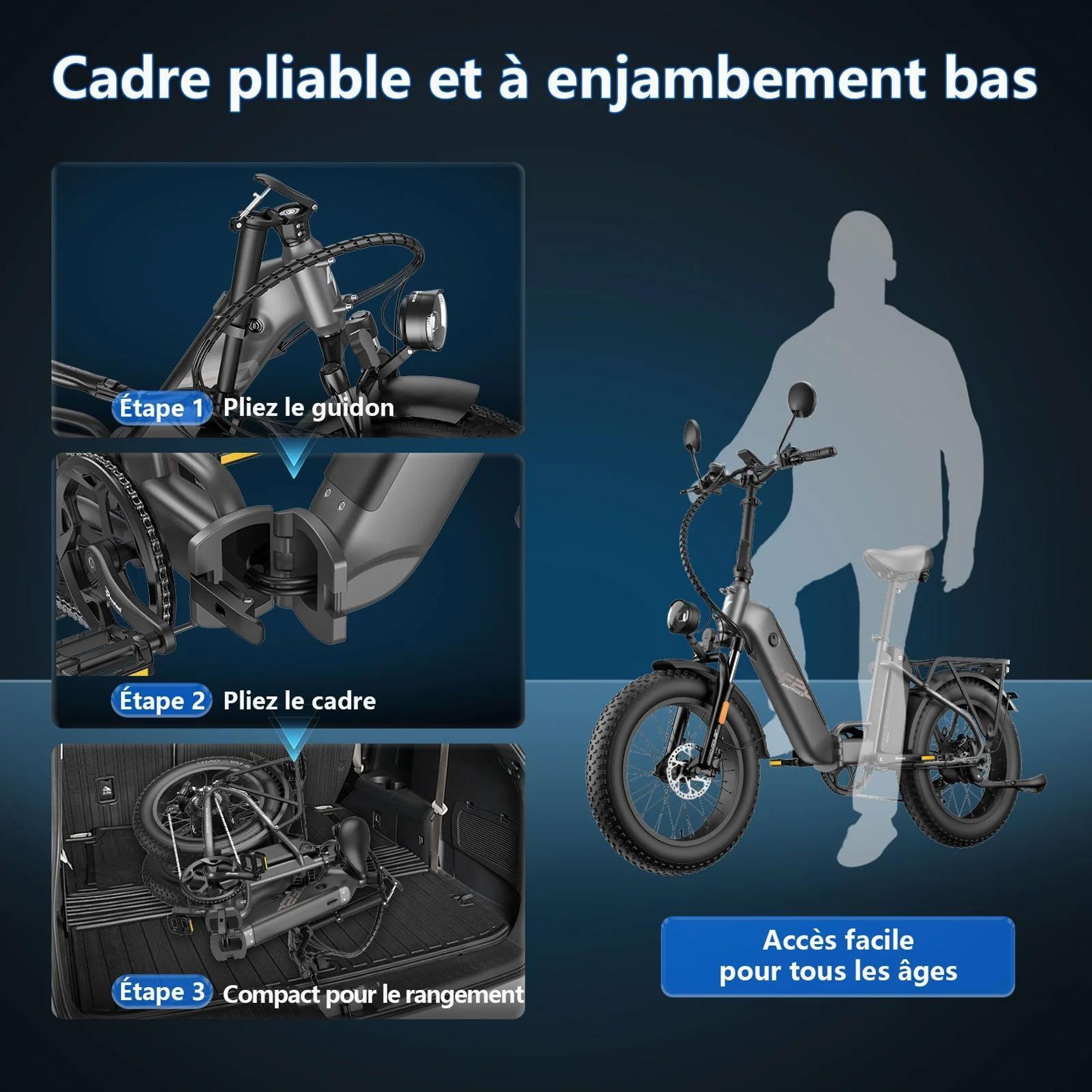 Vélo Électrique FAFREES FF20 Polar - Batterie 48V12*2AH 20" Frein à Disque Hydraulique - Gris Bleu