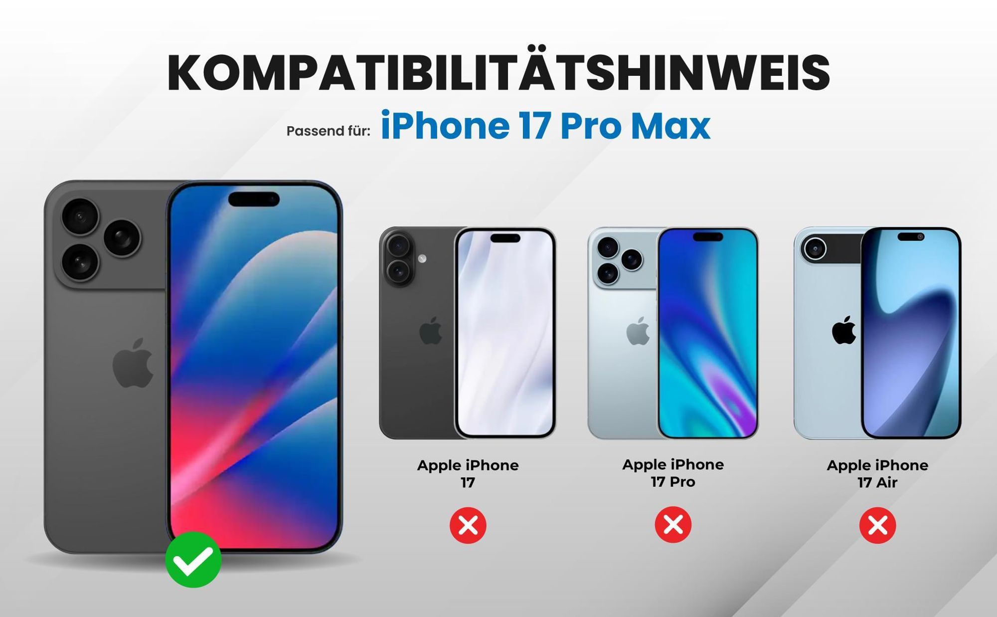 Kompatibilitätshinweise Hülle für Apple iPhone 17 Pro Max