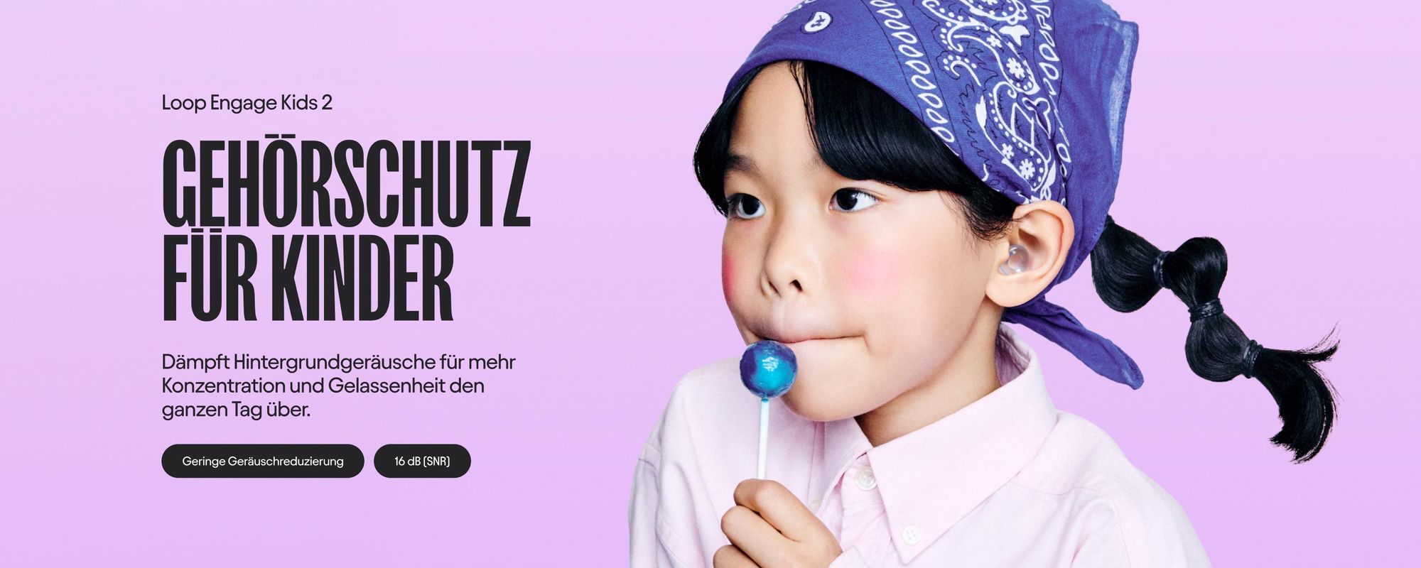 Loop Engage Kids 2 Ohrstöpsel für Kinder (6–12 Jahre), Wiederverwendbarer Lärmschutz, 16 dB
