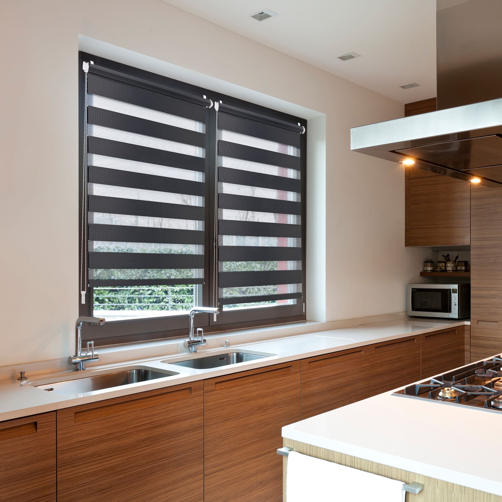 Doppelrollo DuoRollo Klemmfix ohne Bohren Seitenzug Fenster Rollo cremeweiß 65cm (61cm Stoffbreite) 150 cm