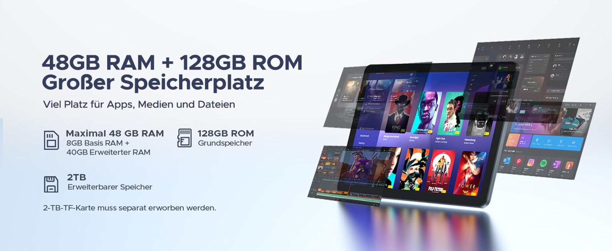 AORLYM P10 PRO 48(8+40)GB+128GB, 10 Zoll Tablet 120Hz, Android 16, 8800mAh, mit Tastatur/Maus/Stift/Hülle usw, Gemini AI, 3.5mm Kopfhöreranschluss