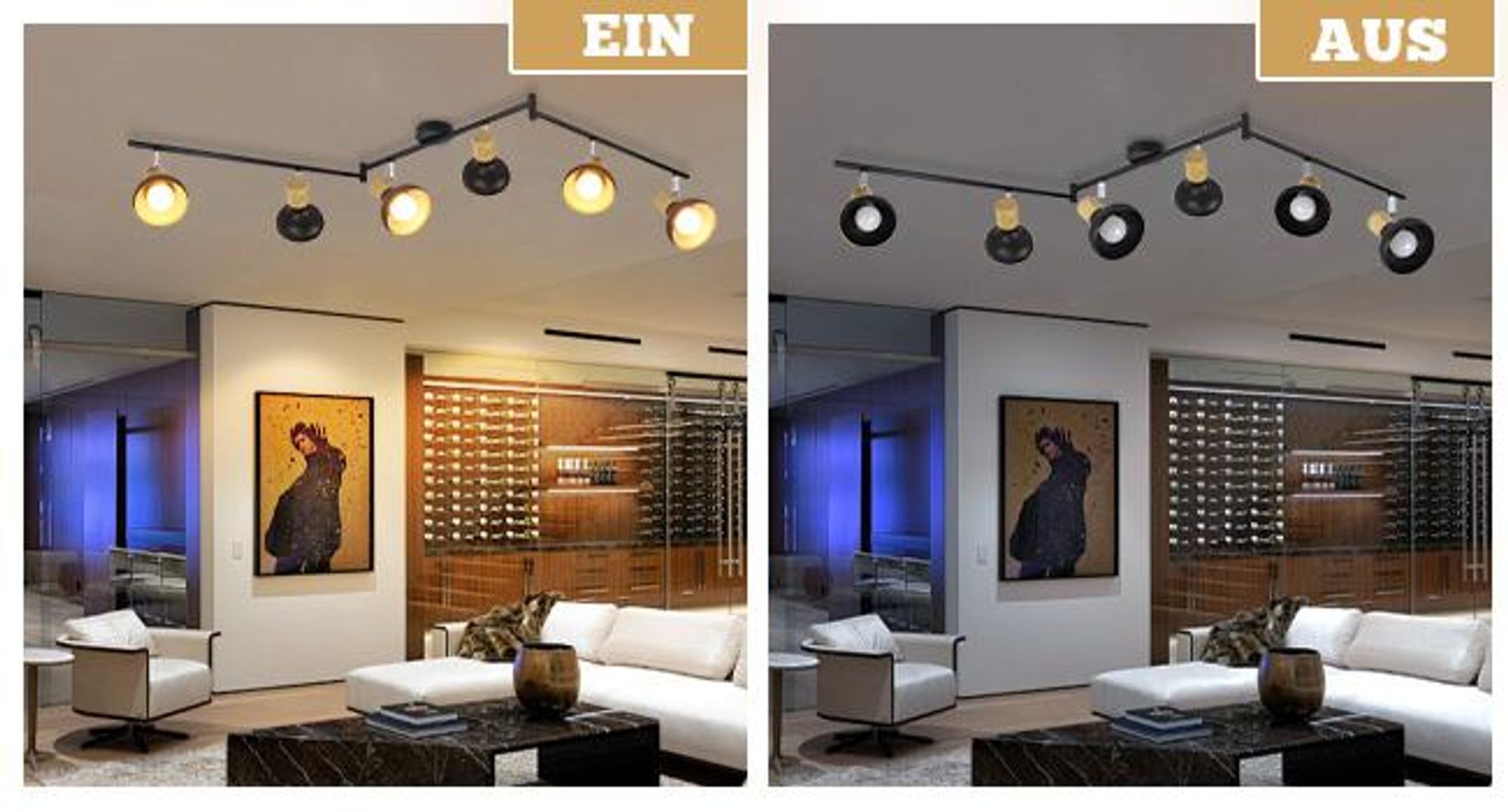 ZMH Faretto da soffitto Corridoio Vintage Plafoniera 6 Spot da soffitto industriali a fiamma con ferro girevole Faretto nero E14 Lampada da corridoio senza lampadina
