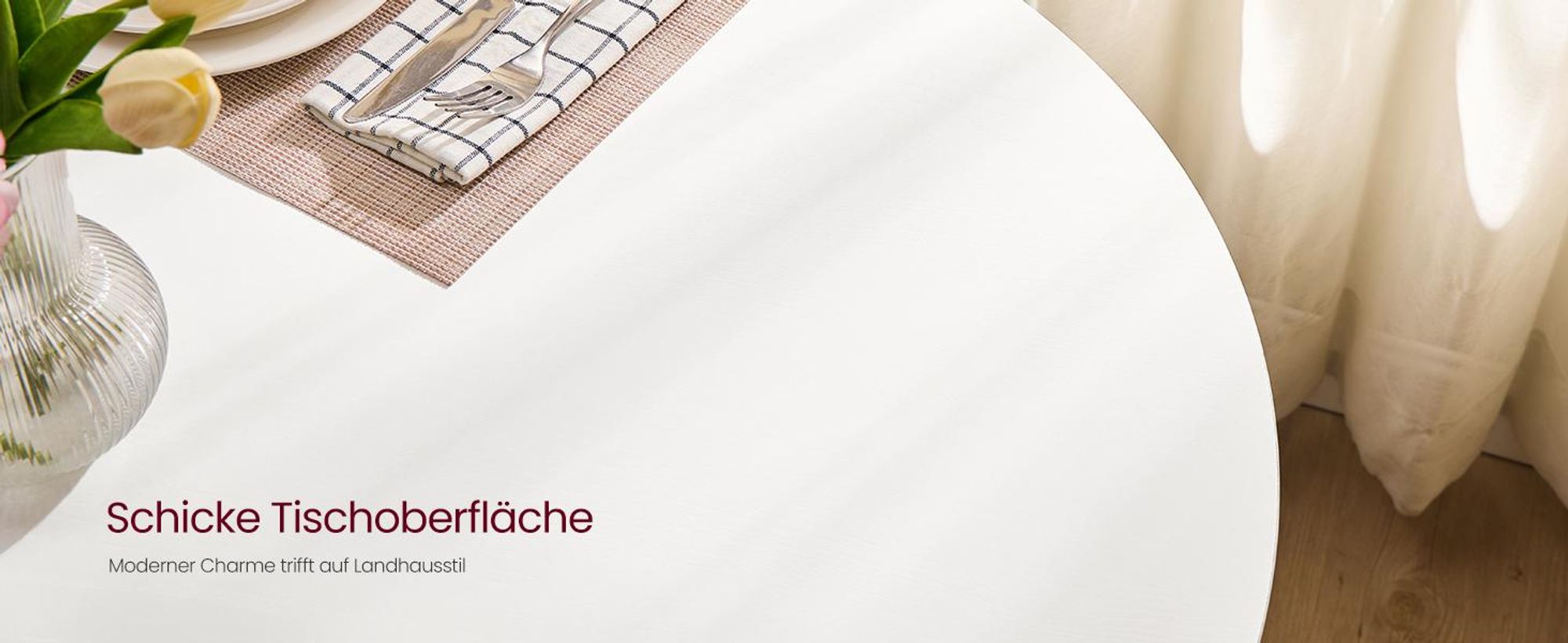 VASAGLE Esstisch rund, Esszimmertisch, klein Küchentisch für 4 Personen, Landhausstil, wasserresistente Oberfläche, 80 cm d, 74,8 cm H, für Esszimmer
