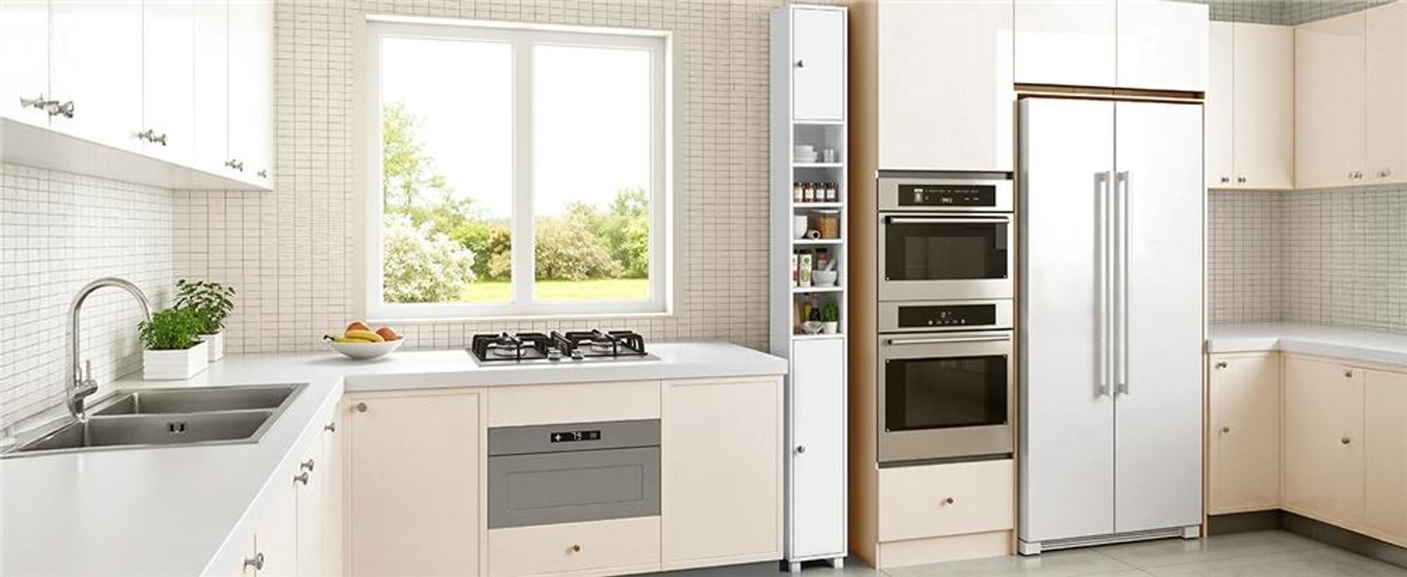 Yaheetech Badezimmerschrank, 20 cm schmaler Badschrank, 180 cm Hochschrank, 10 Fächer, verstellbare Ablagen, Weiß