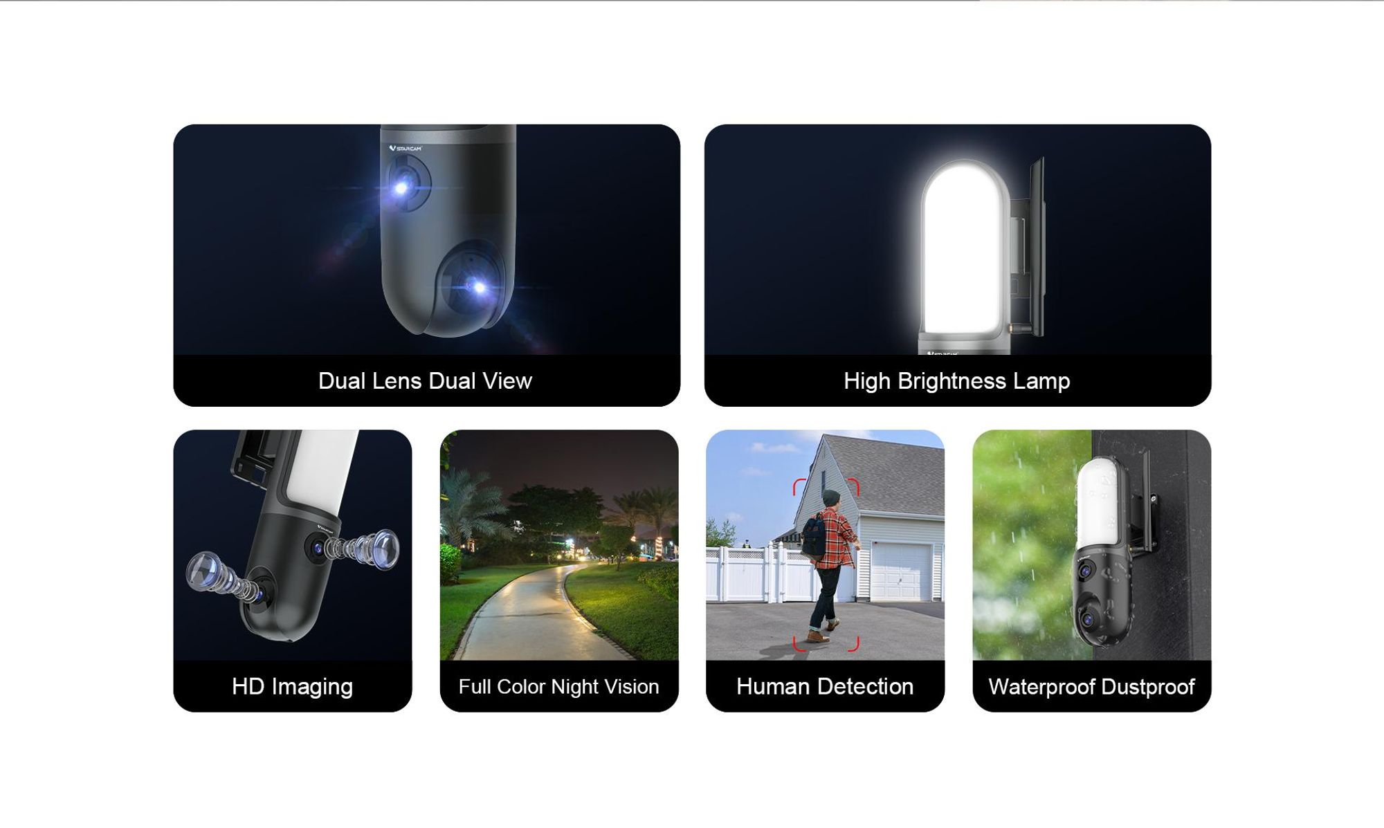 Wandleuchte mit Dual-Objektiv Überwachungskamera, 3MP HD, farbige Nachtsicht, IP66 wasserdicht, PIR Bewegungsmelder, drehbar, Zwei-Wege Audio für Haus