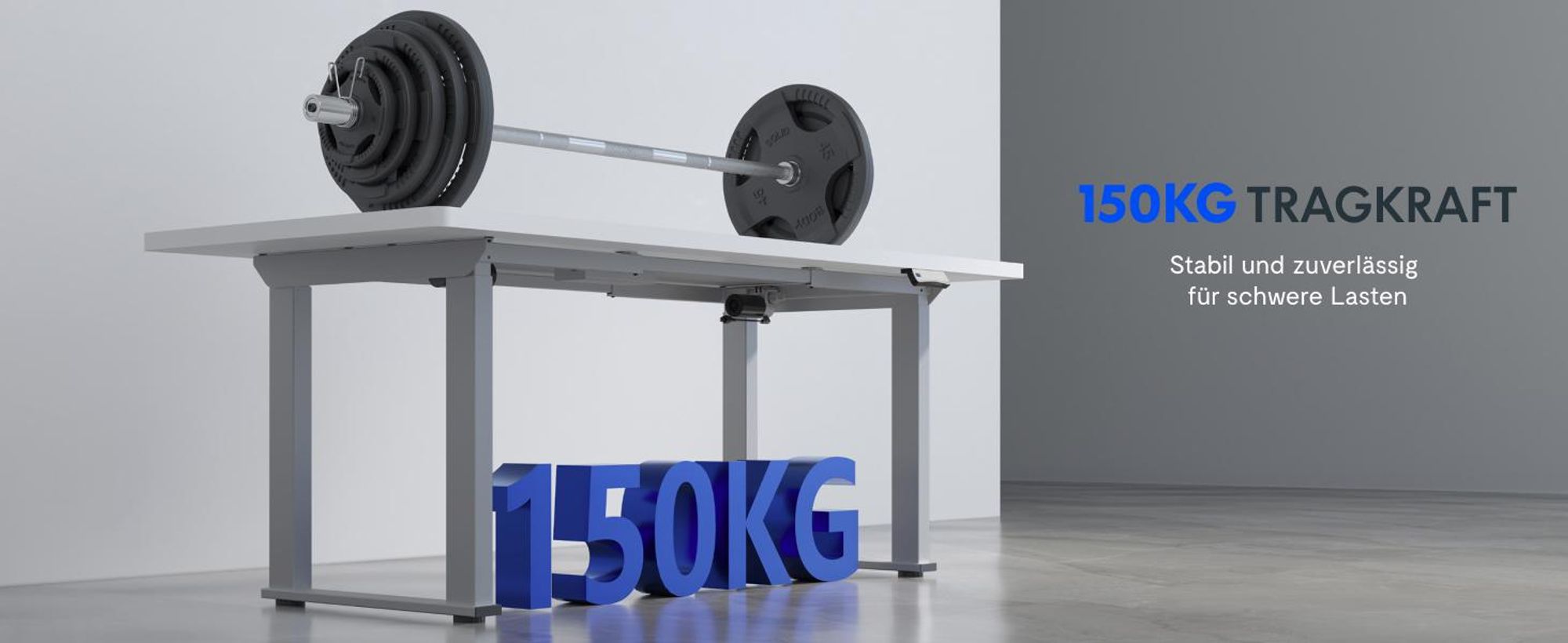 FLEXISPOT Höhenverstellbarer Schreibtisch Gestell Elektrisch mit 4 Beinen, Doppelmotor 200 KG TRAGLAST, 3 Speicherplätzen Sitz-Steh-Erinnerung Grau