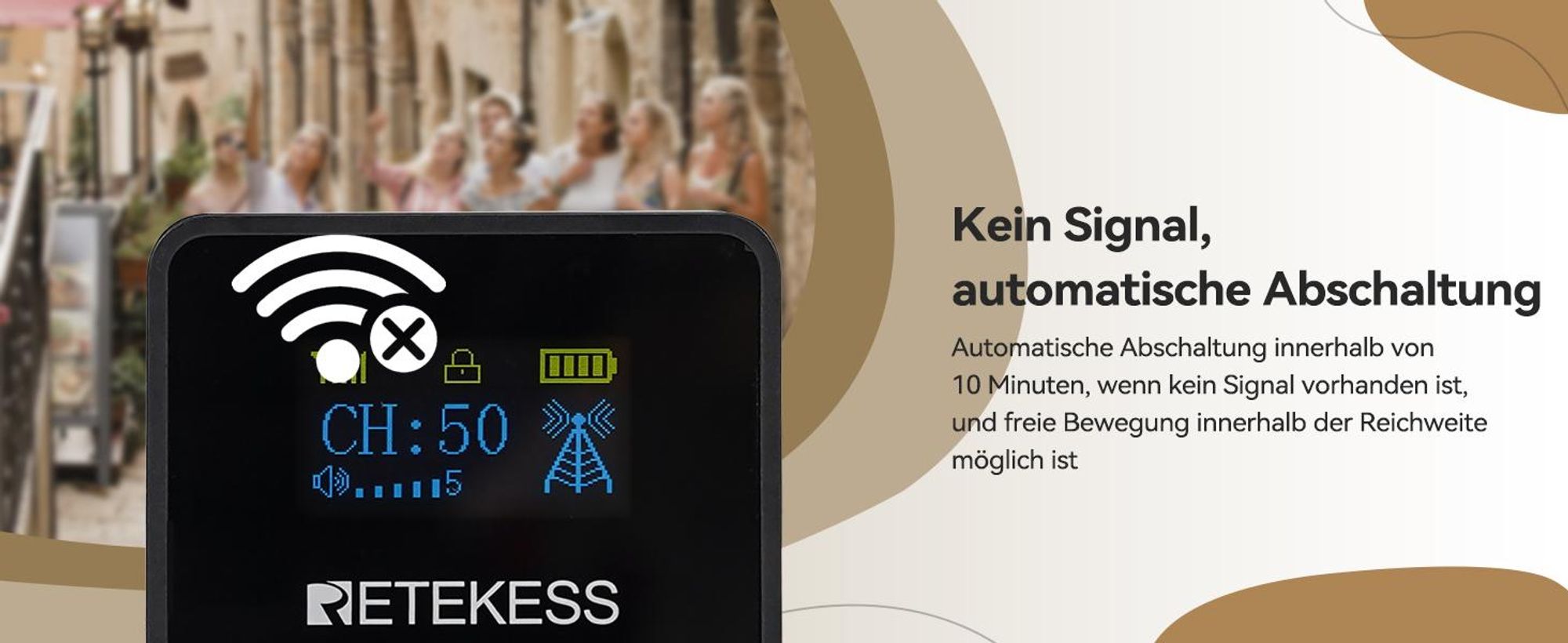 Retekess TT116 Tour guide system , 50-Kanal-Dolmetschersystem, 200 m Lärmreduzierung, Kabelloses Audio System für Tourismus, Kirche, Fabrik, Konferenz