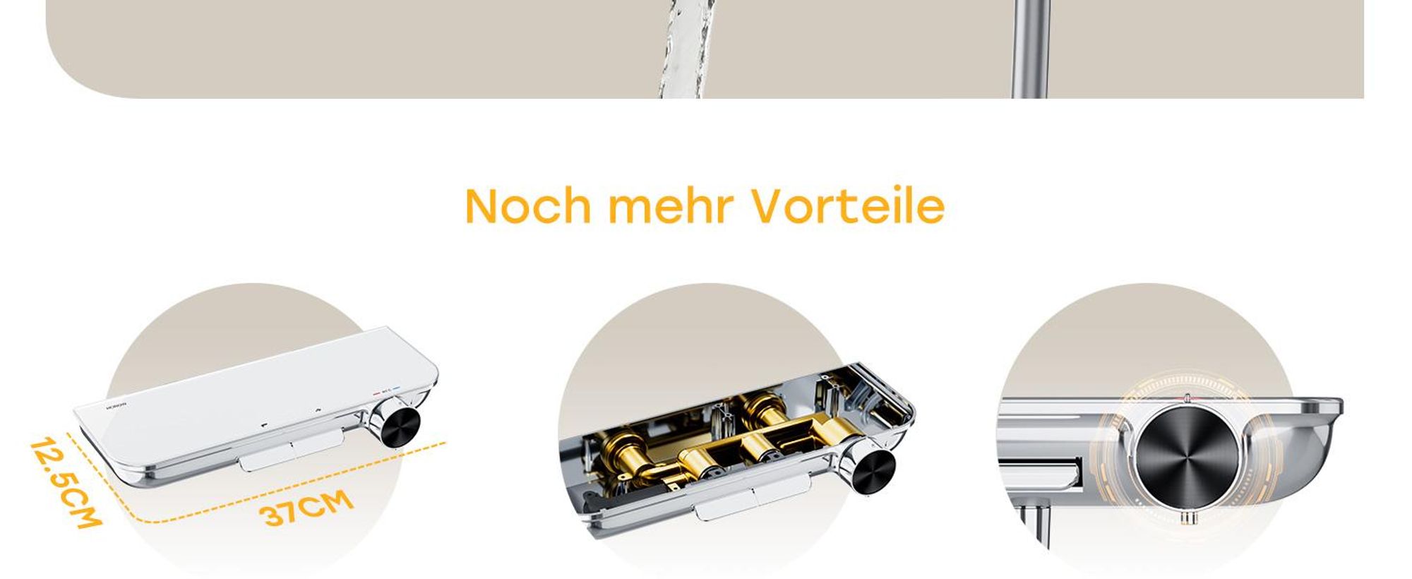 HOROW Regendusche Set mit Thermostatarmatur, Chrom Duschset Duschsystem mit 4 Massage-Modi, Klappbares Duschset, Höhenverstellbar, für Badewannen