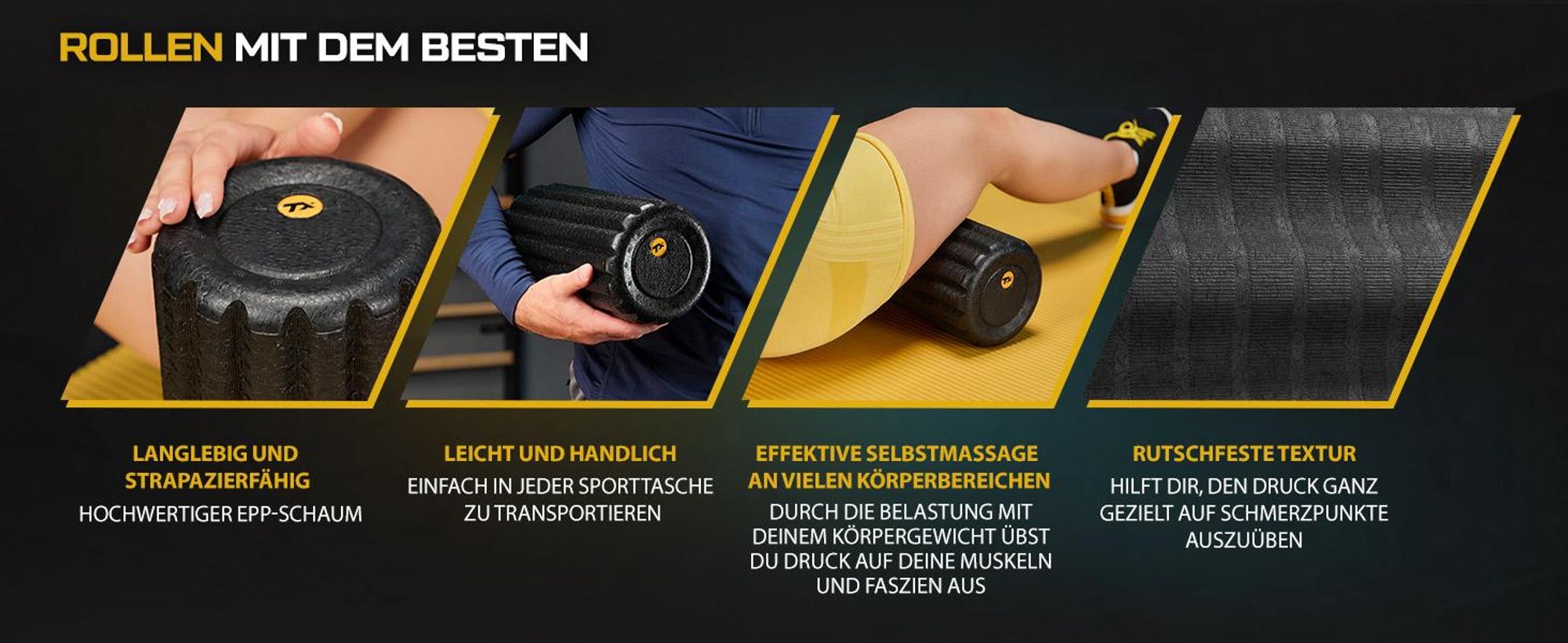 TREX SPORT Faszienrolle mit Noppen TX-030EPR | Massagerolle aus EPP-Schaumstoff, 30cm, leicht |Fitnessrolle für Rücken, Yoga, Ganzkörper-Selbstmassage