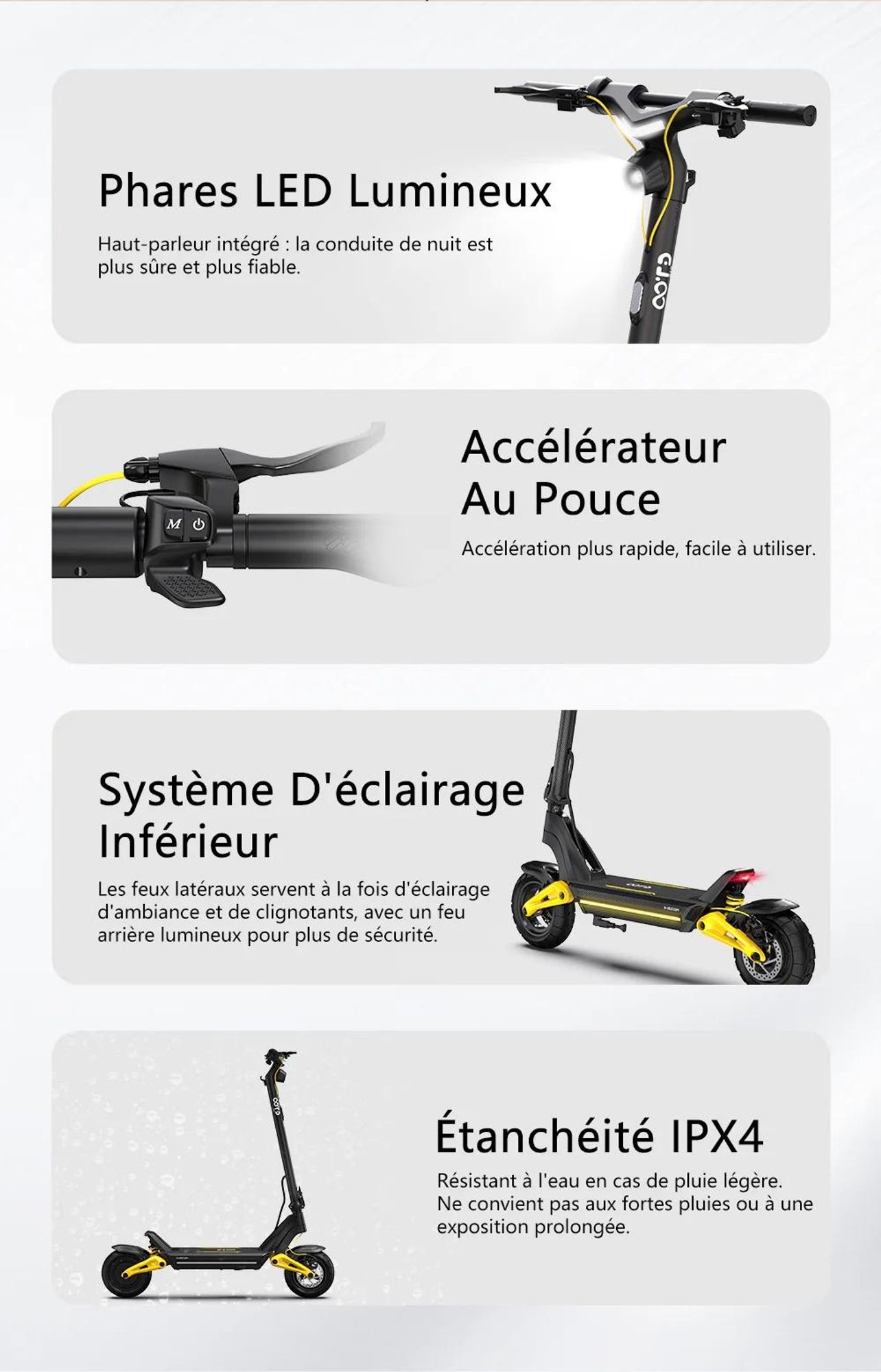 Trottinette Électrique OOTD S10 - Batterie 48V20AH 10" Pouces Roues Freins à Disque - Noir