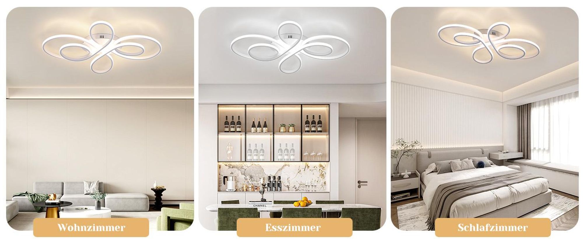 ZMH Deckenlampe LED Deckenleuchte Dimmbar Wohnzimmerlampe 78W Schlafzimmerlampe Weiß mit Fernbedienung Deckenbeleuchtung Groß für Esszimmer Büro Küche